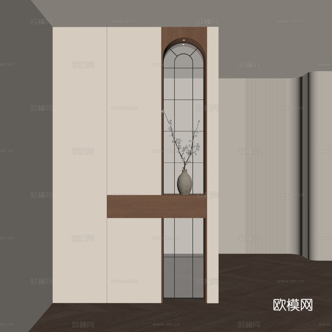 现代中古玄关 隔断su模型