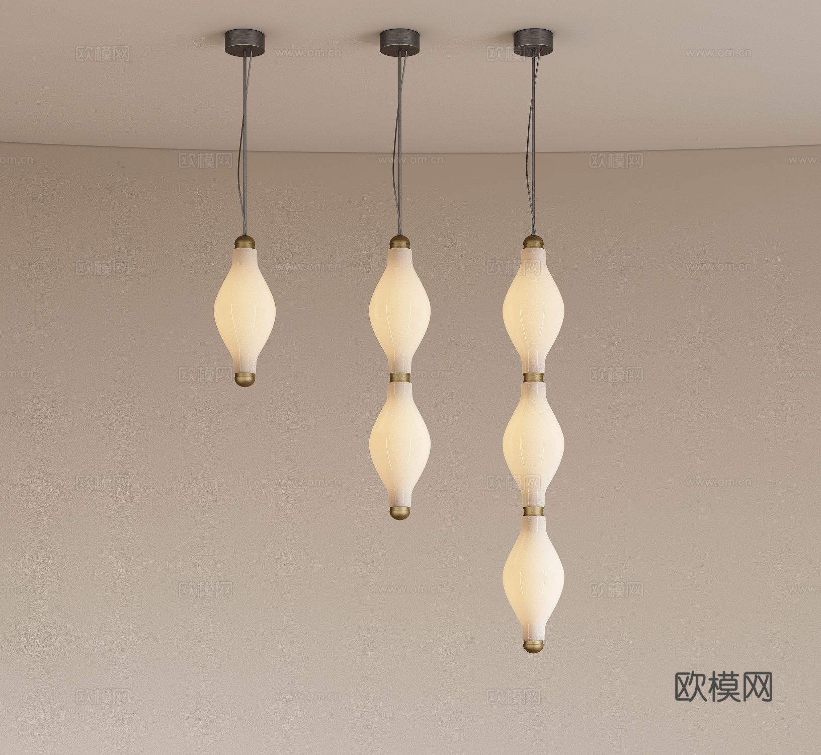 现代轻奢吊灯 多头吊灯 床头吊灯 金属吊灯 复古吊灯su模型