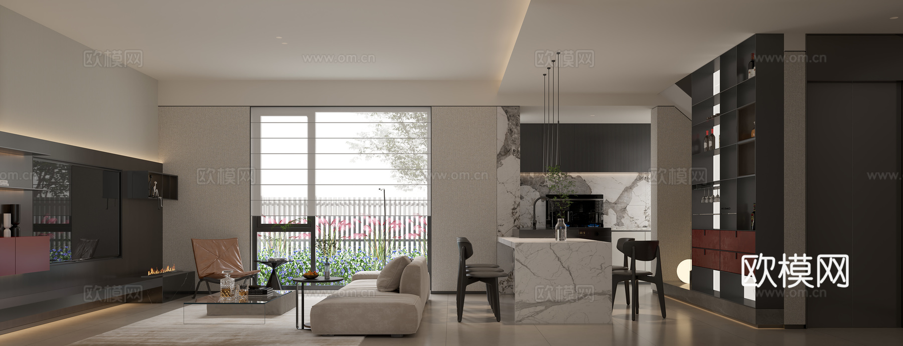 客餐厅3d模型下载（渲染图1）