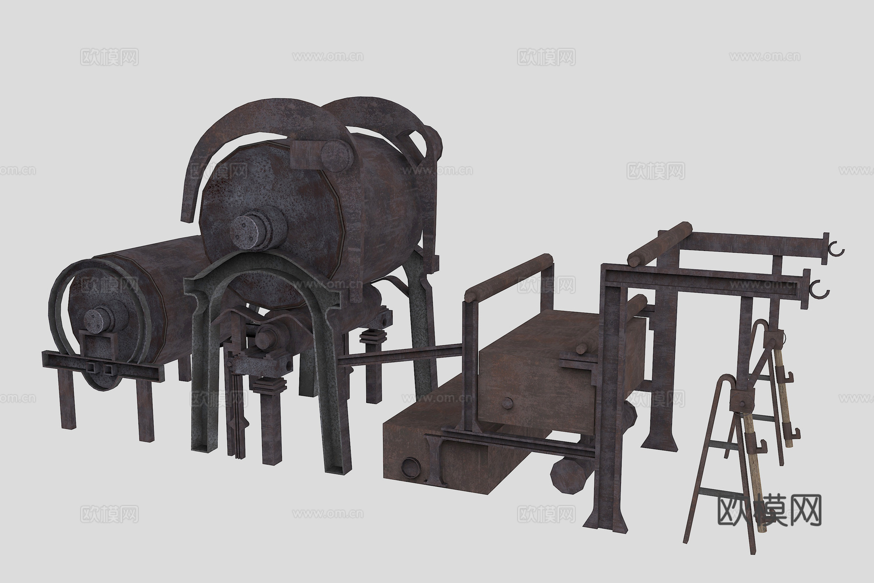 中式工业器械机械简模3d模型下载