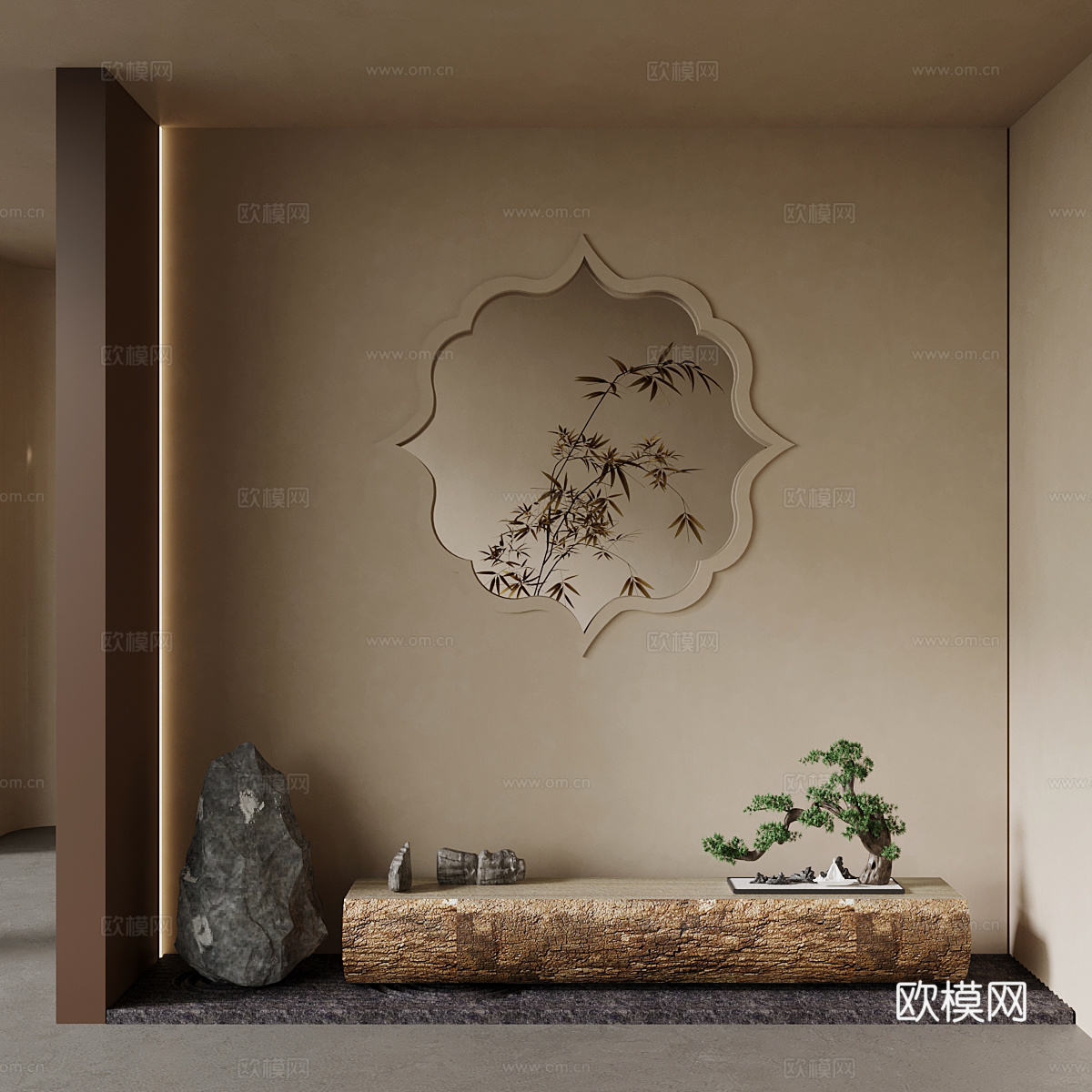 新中式玄关3d模型下载