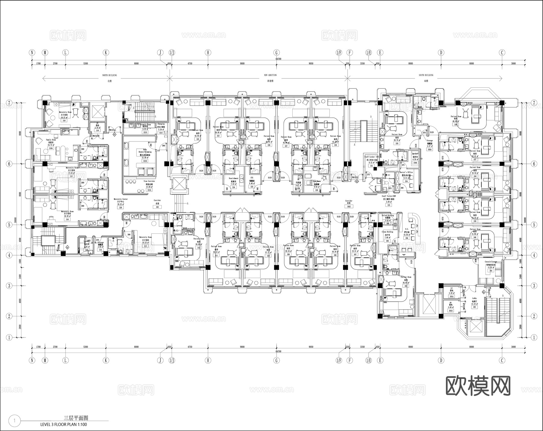 妇产科医院施工图cad施工图