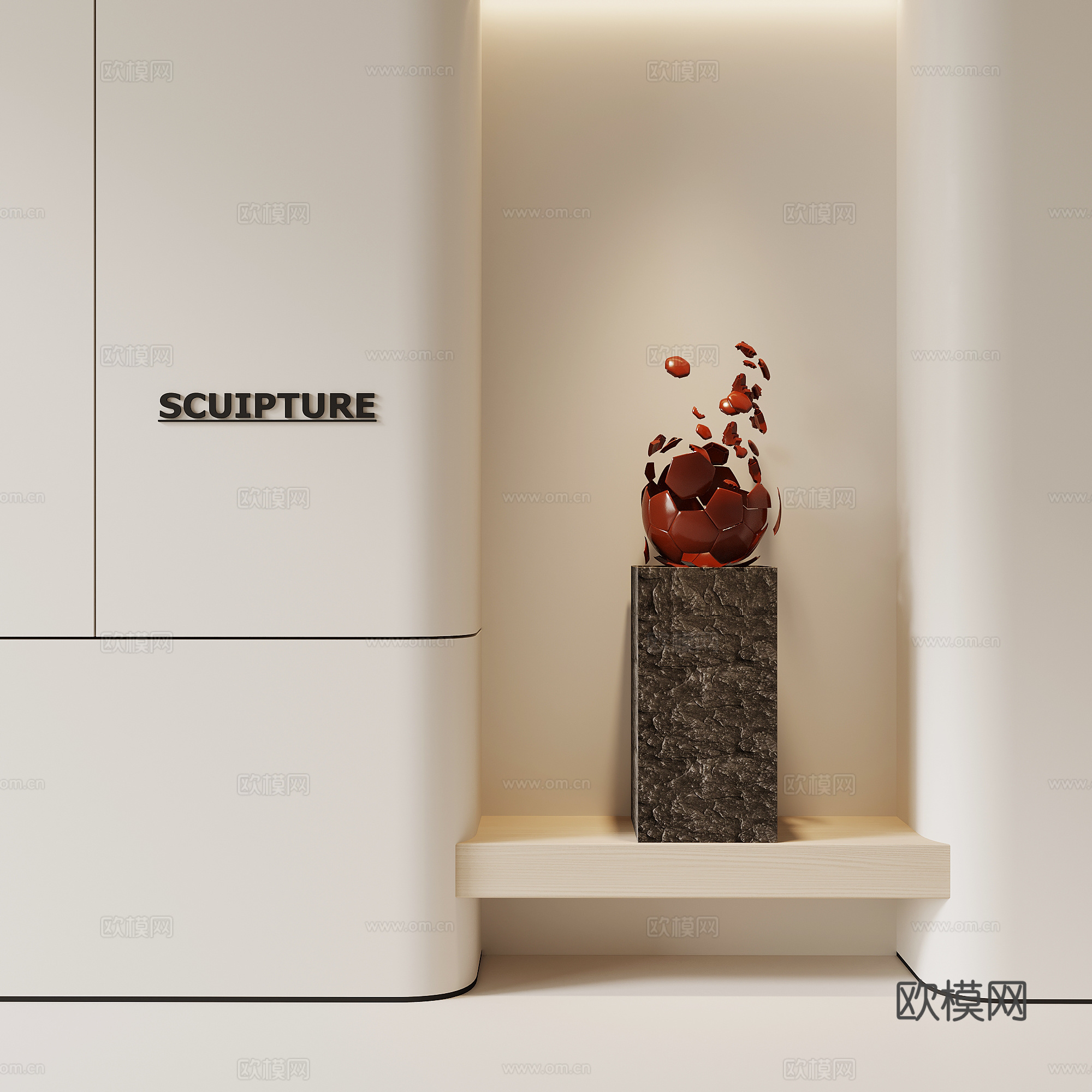 现代意式雕塑 摆件 落地雕塑su模型