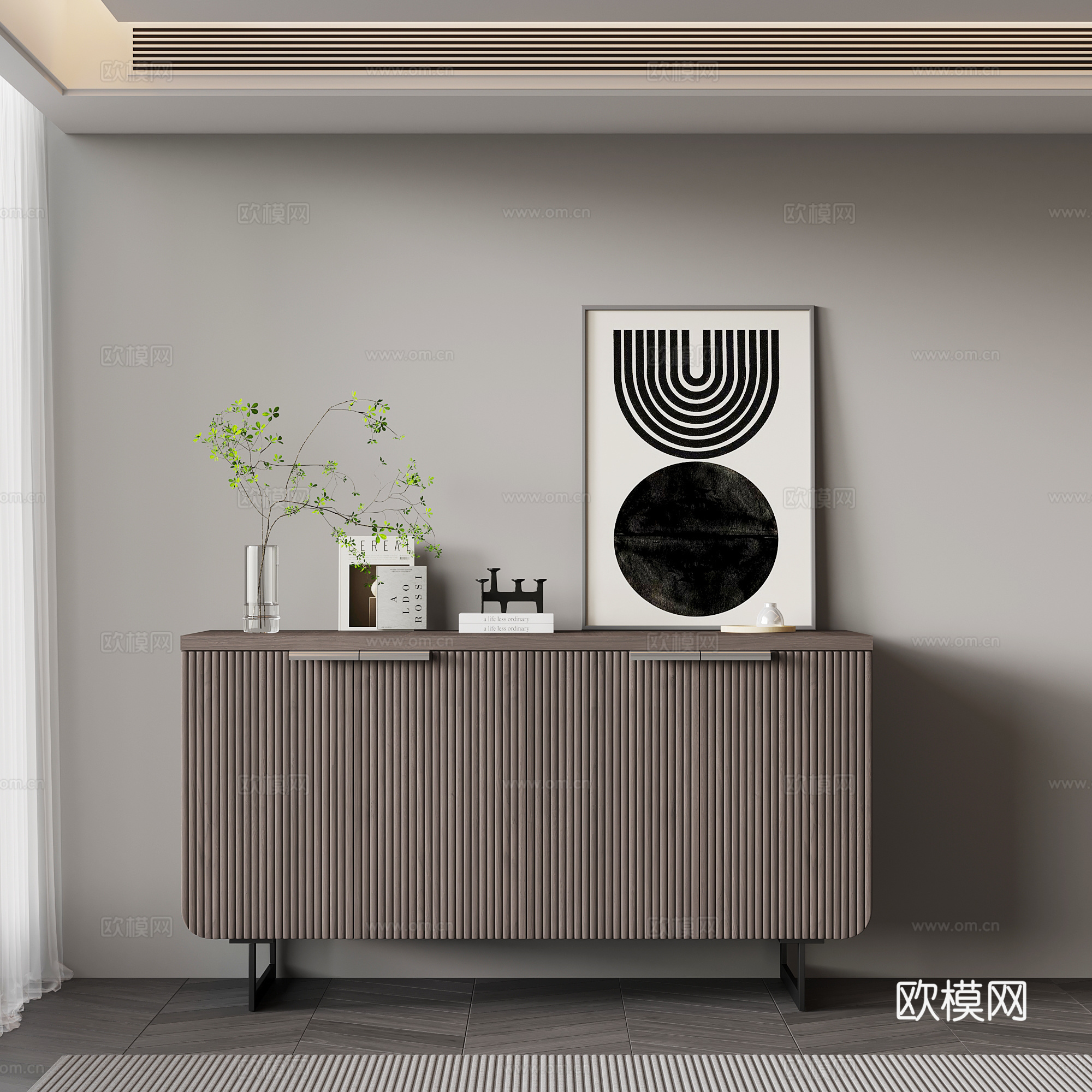现代意式玄关柜 边柜su模型