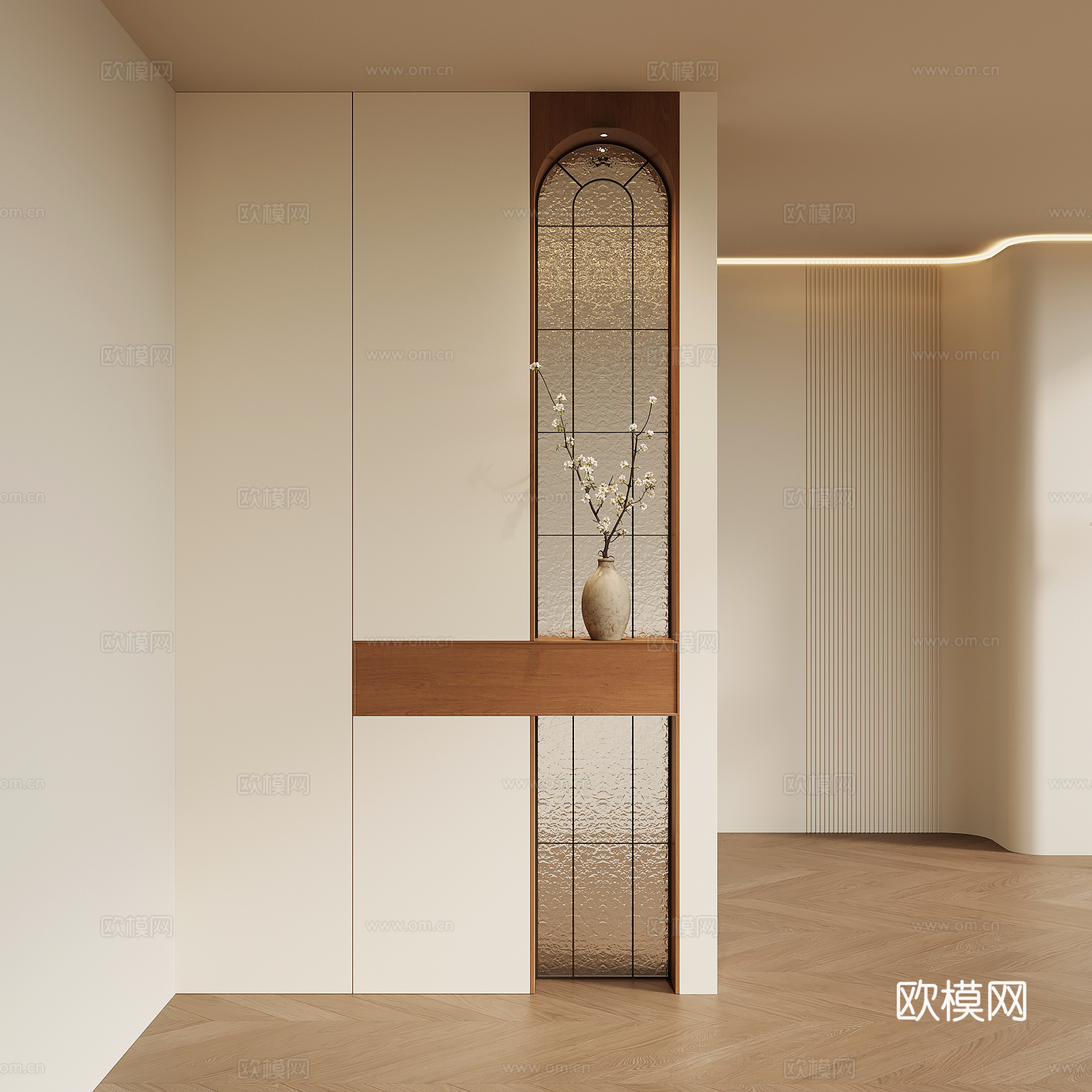 现代中古玄关 隔断su模型