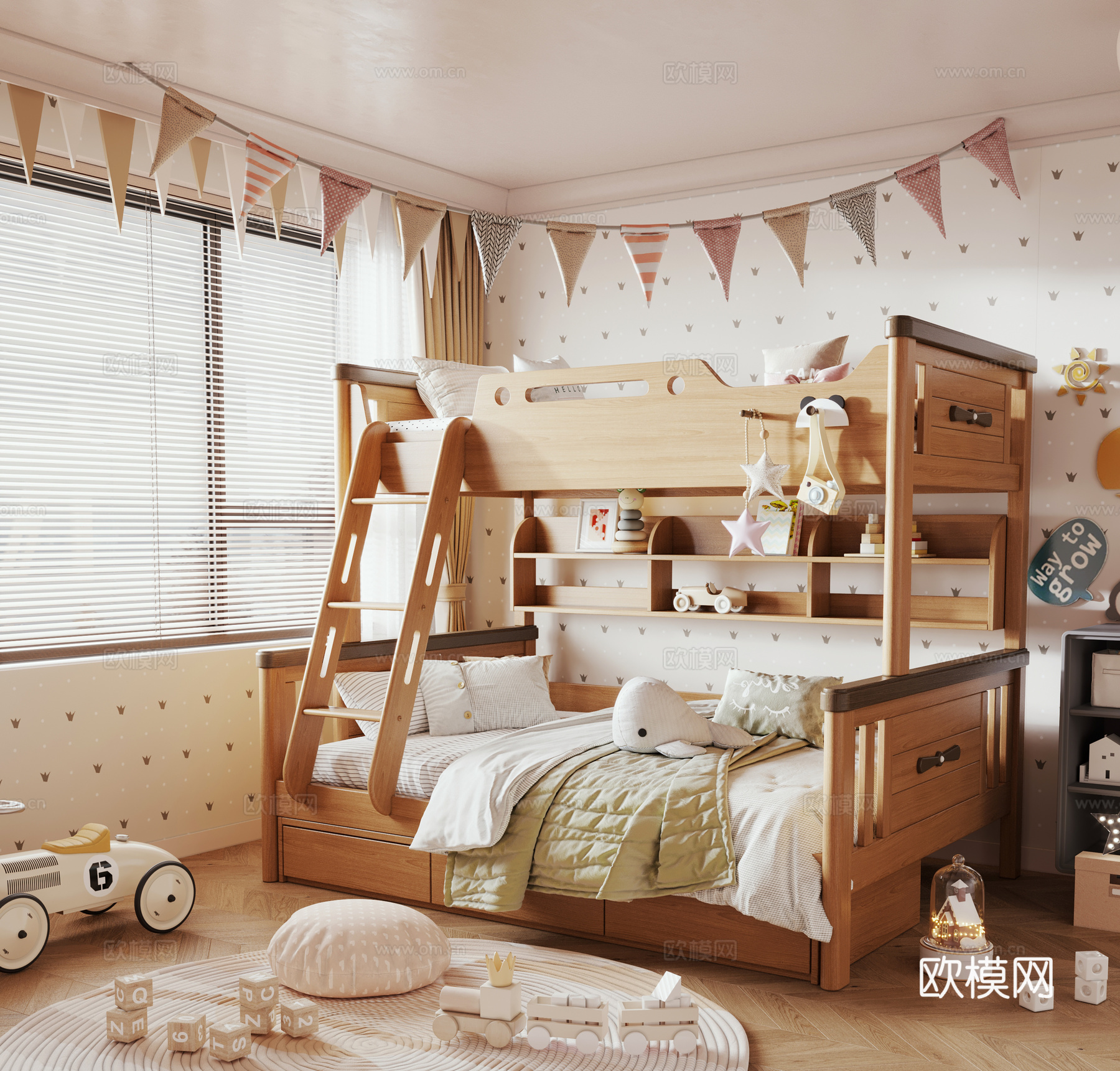 儿童上下床 子母床 实木上下床 儿童高低床3d模型下载