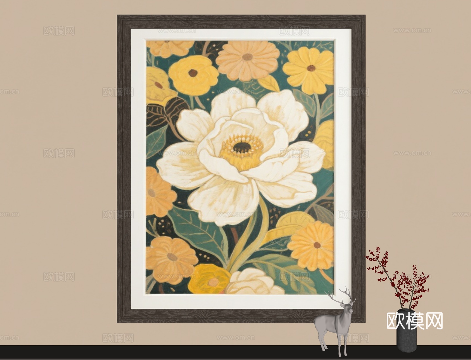 现代装饰画 抽象画 奶油风装饰画 宅寂风装饰画 简约挂画 现su模型