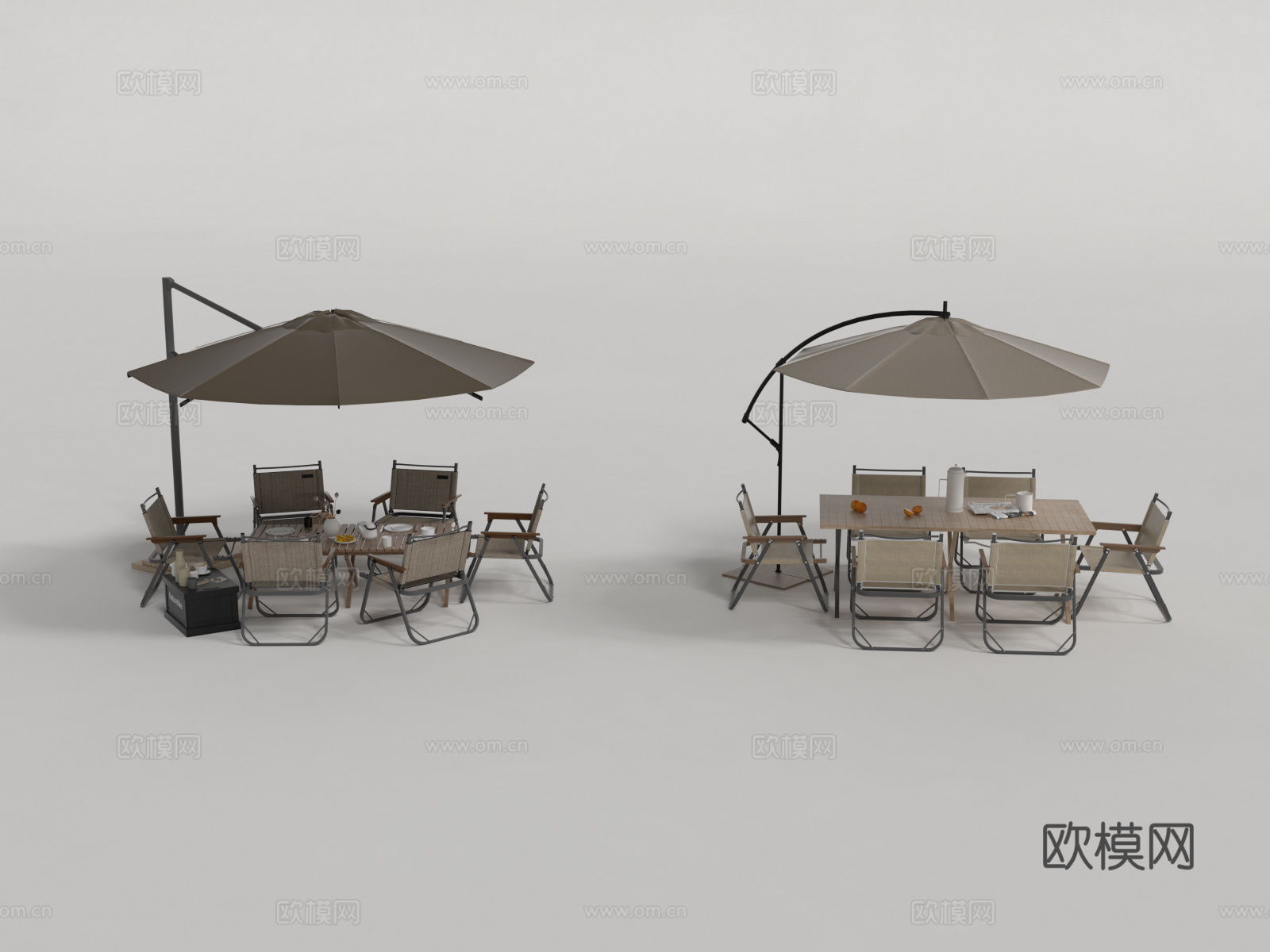 现代遮阳伞 户外桌椅免费3d模型下载