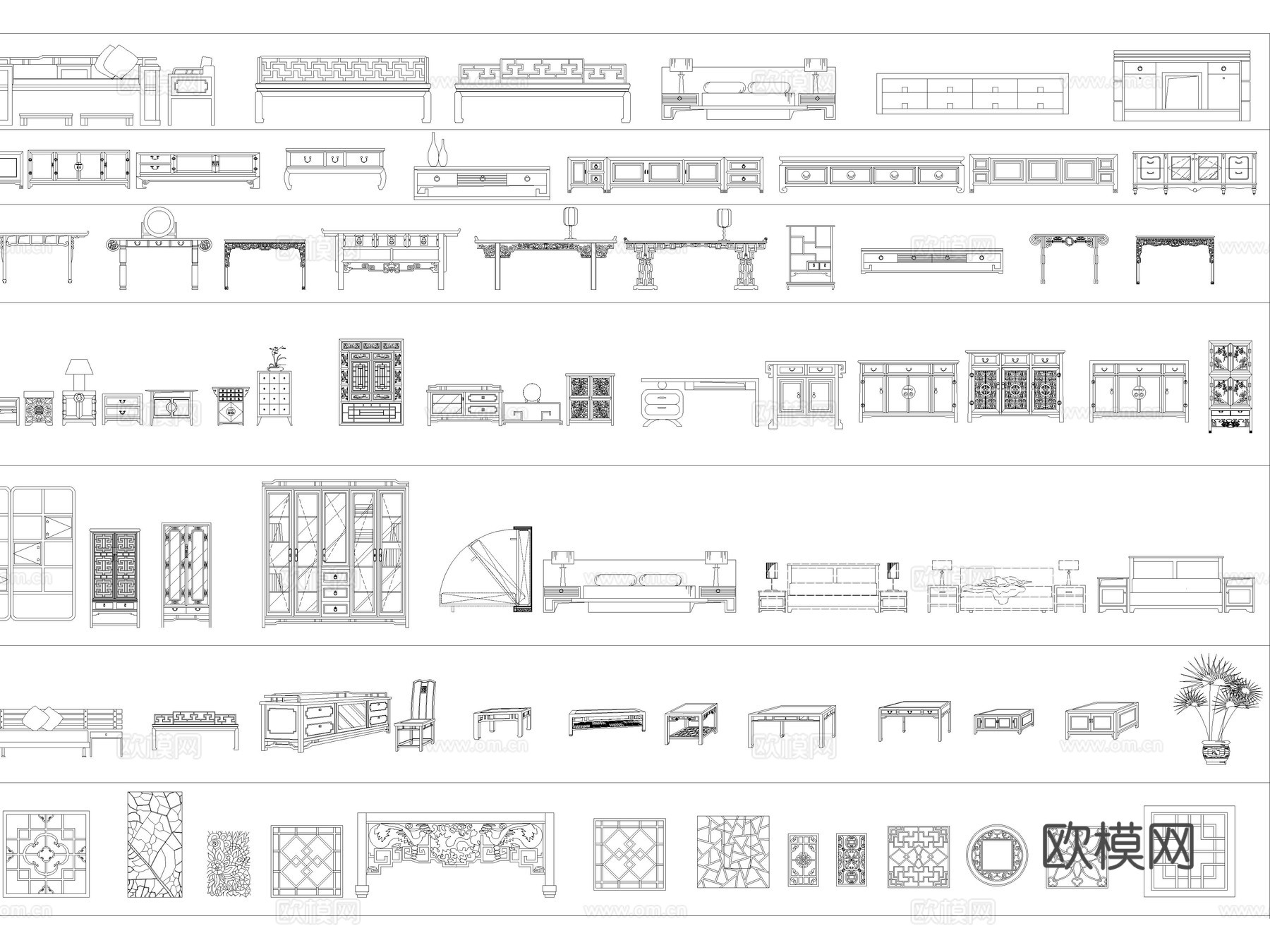 2025年超全中式家具图块CAD图库cad施工图