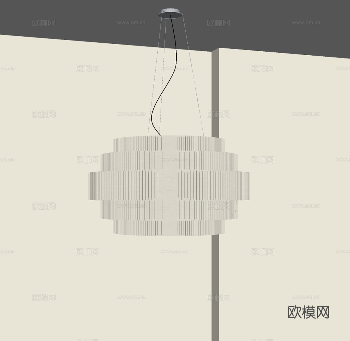 新中式灯笼吊灯su模型
