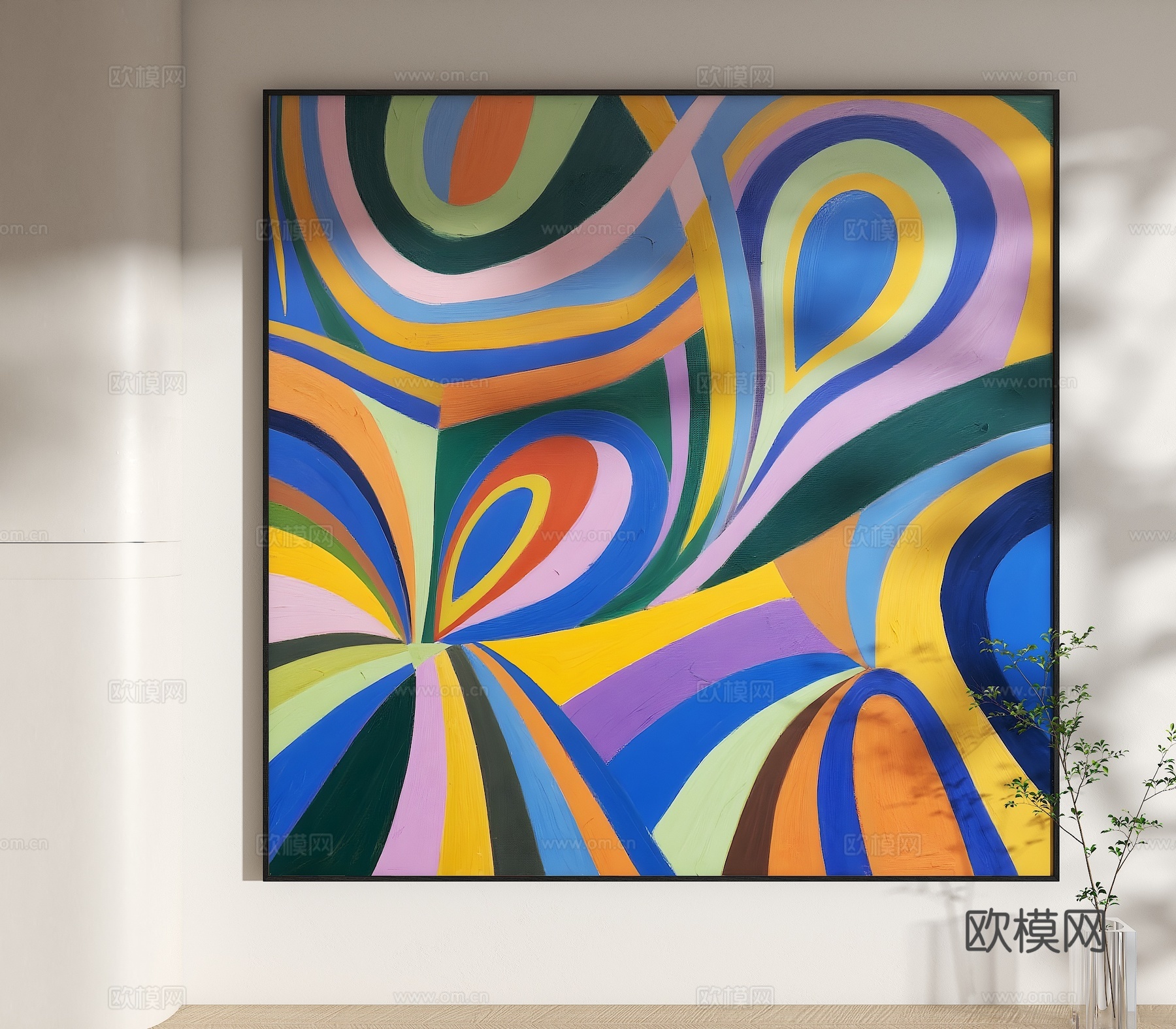 现代装饰画 抽象画 奶油风装饰画 宅寂风装饰画 简约挂画 现su模型