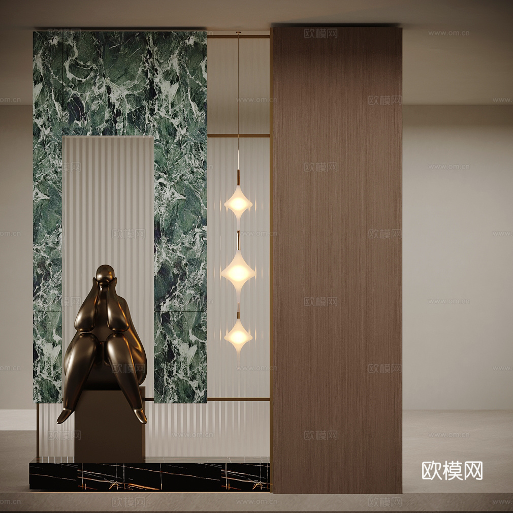 现代意式玄关 端景台玄关 玄关摆件 雕塑摆件 装饰性玄关su模型