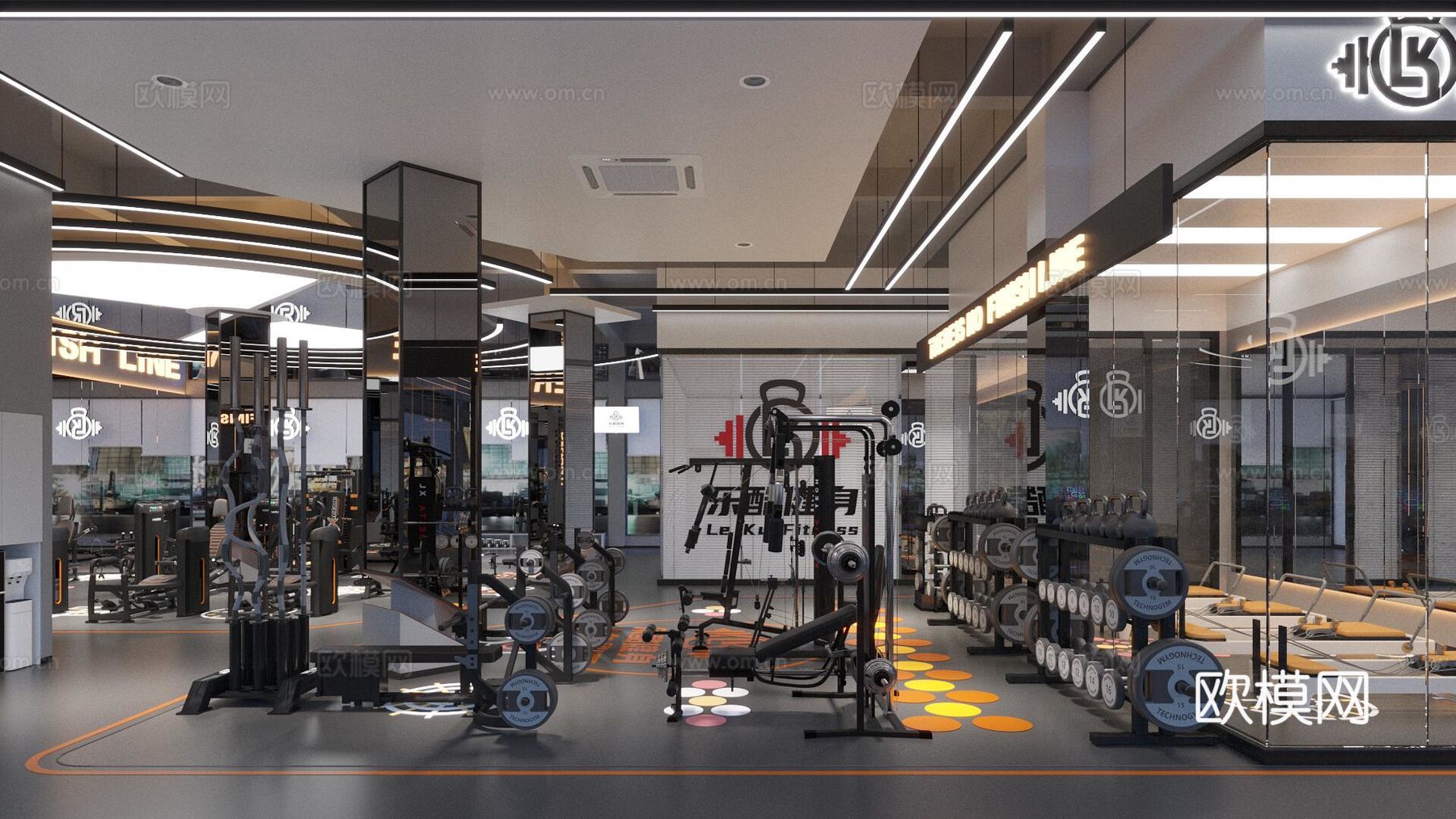 健身房3d模型下载（渲染图2）