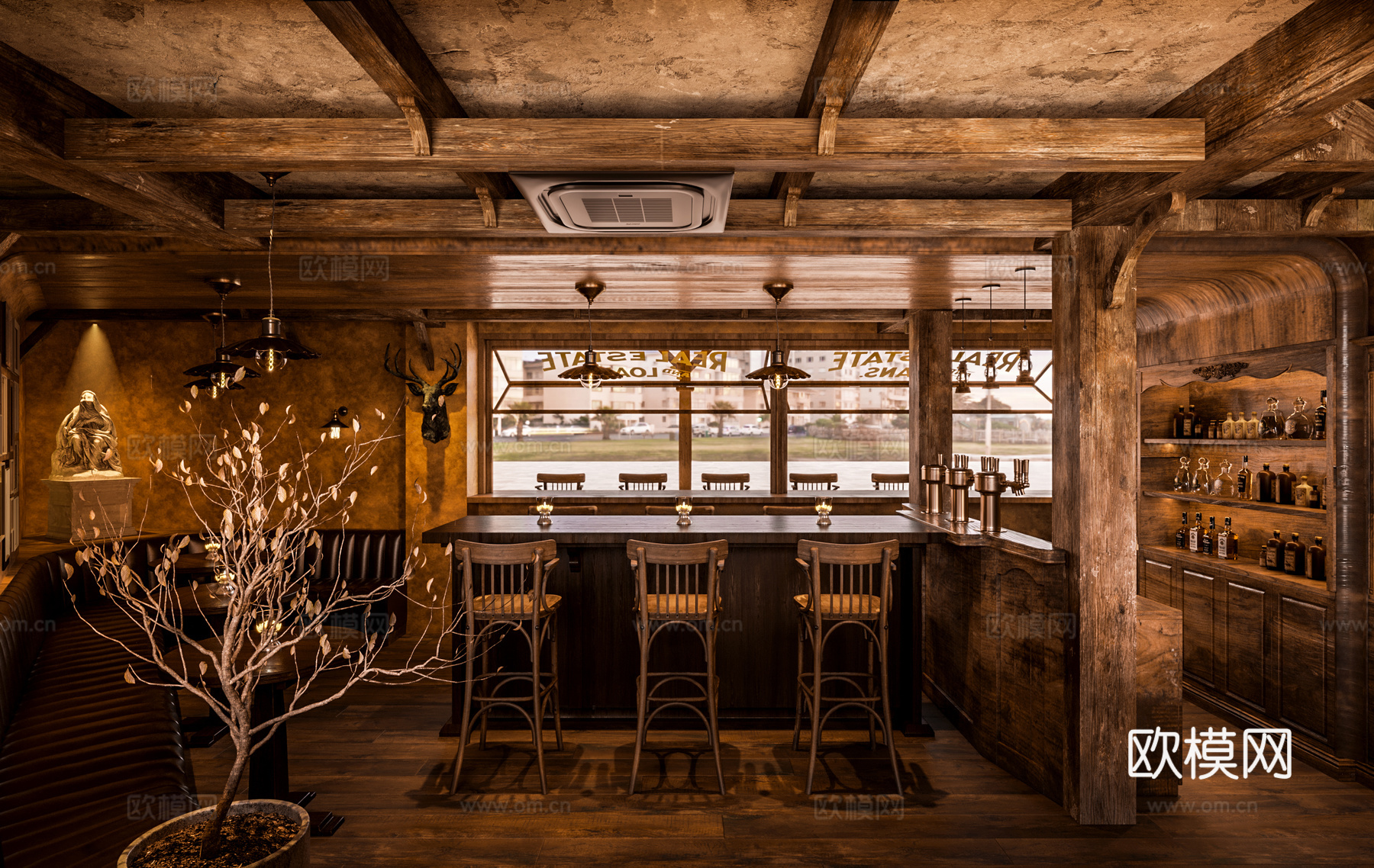 美式复古酒吧3d模型下载（渲染图1）