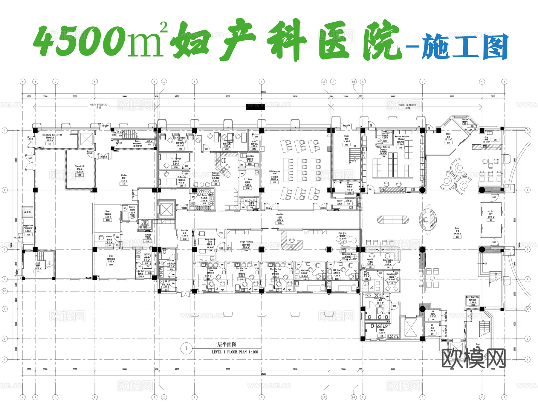 妇产科医院施工图cad施工图