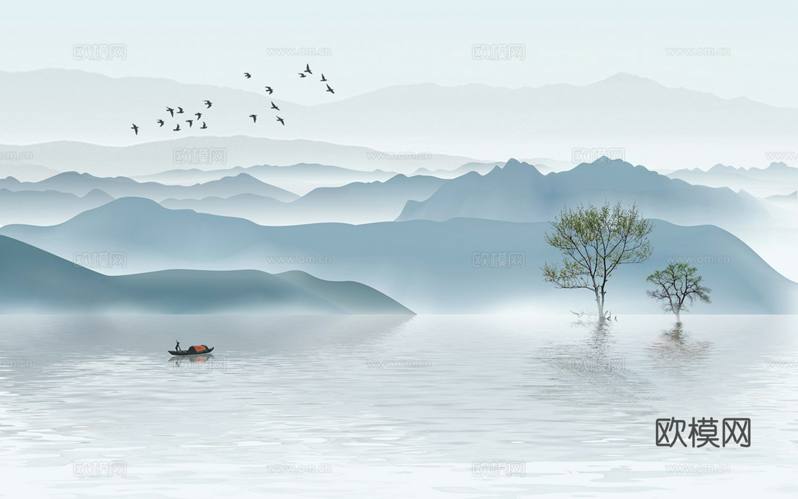 新中式山水壁画