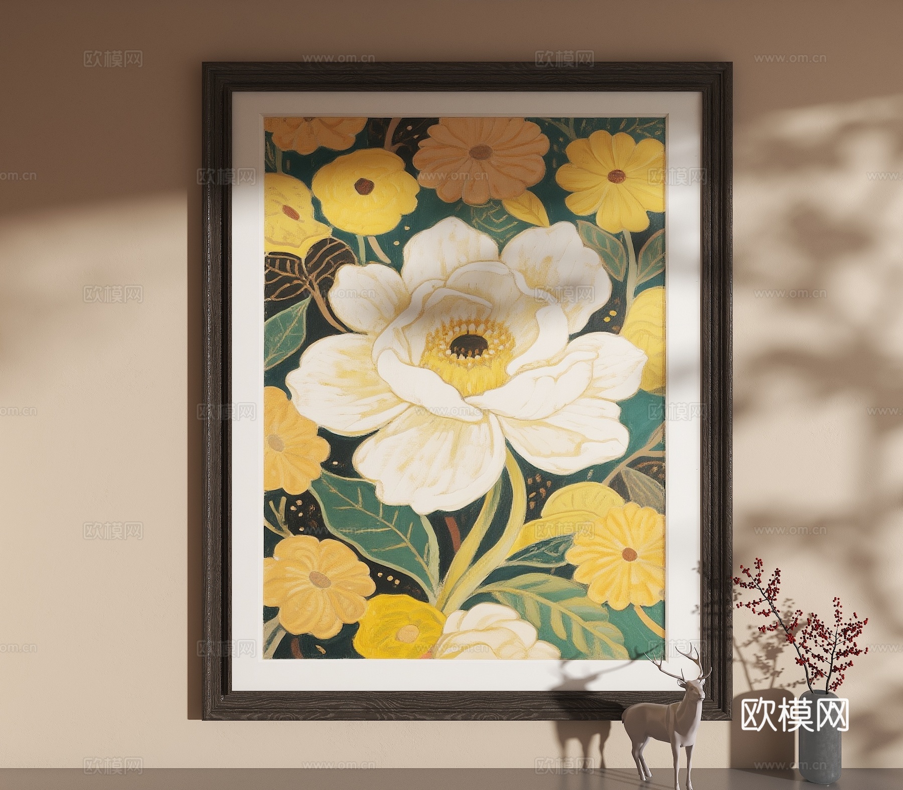 现代装饰画 抽象画 奶油风装饰画 宅寂风装饰画 简约挂画 现su模型