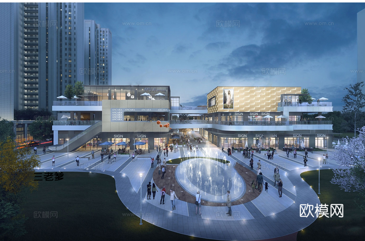 现代商业步行街 大型商场 文化街区 商业街su模型