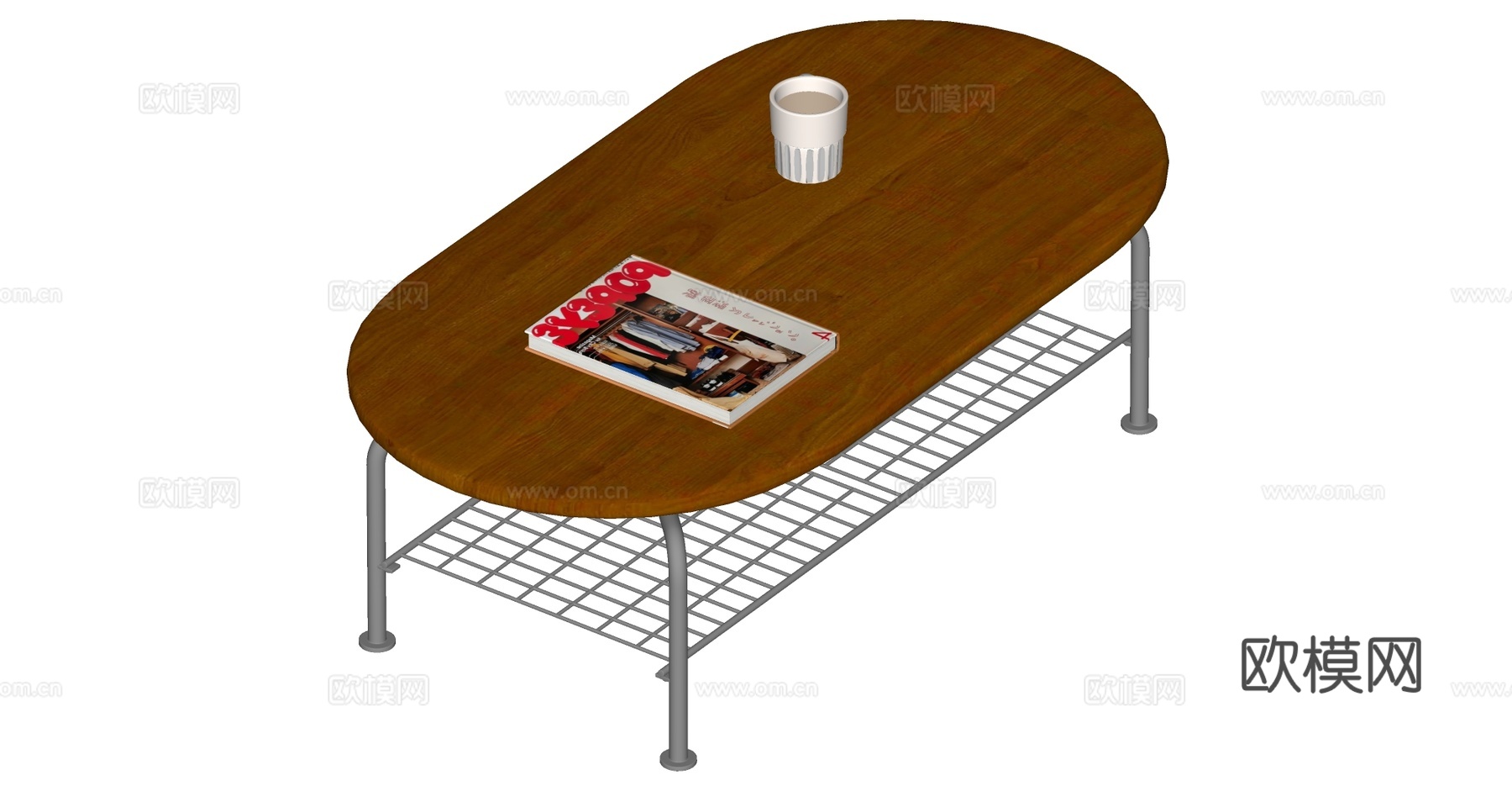原木中古风茶几su模型