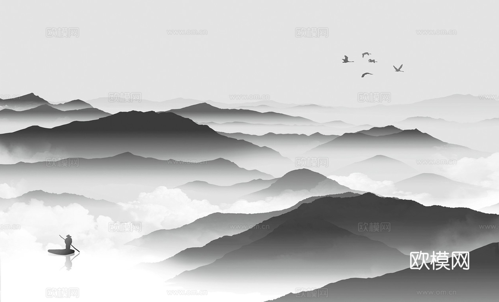 新中式山水壁画