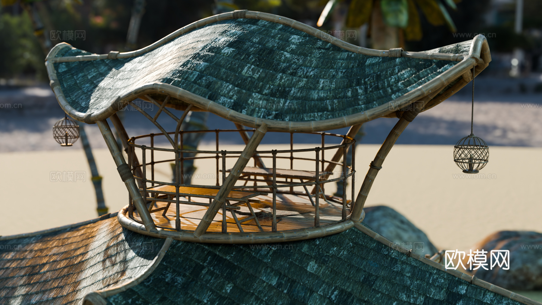 茅草屋 竹屋 木屋 树屋 海景打卡民宿 部落房屋su模型