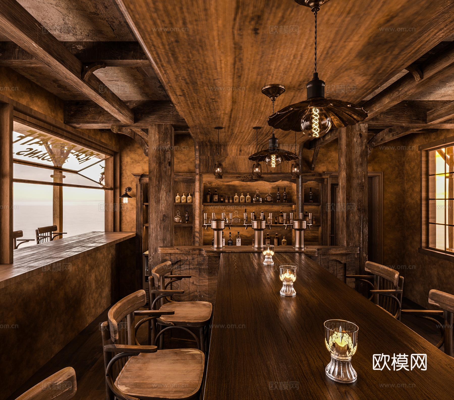 美式复古酒吧3d模型下载（渲染图3）