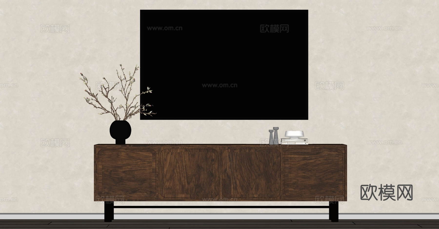 侘寂风电视柜su模型