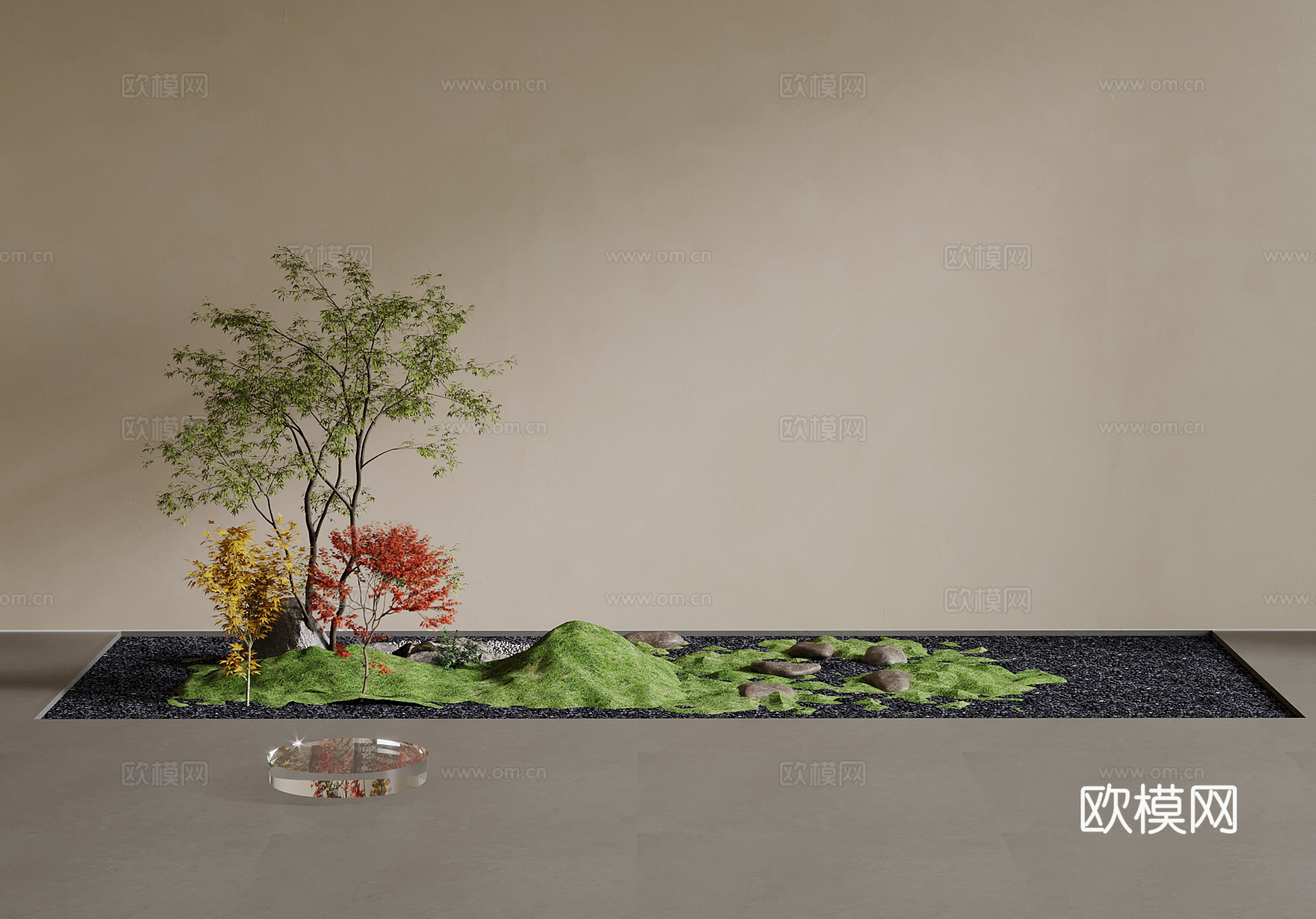 新中式小景观su模型
