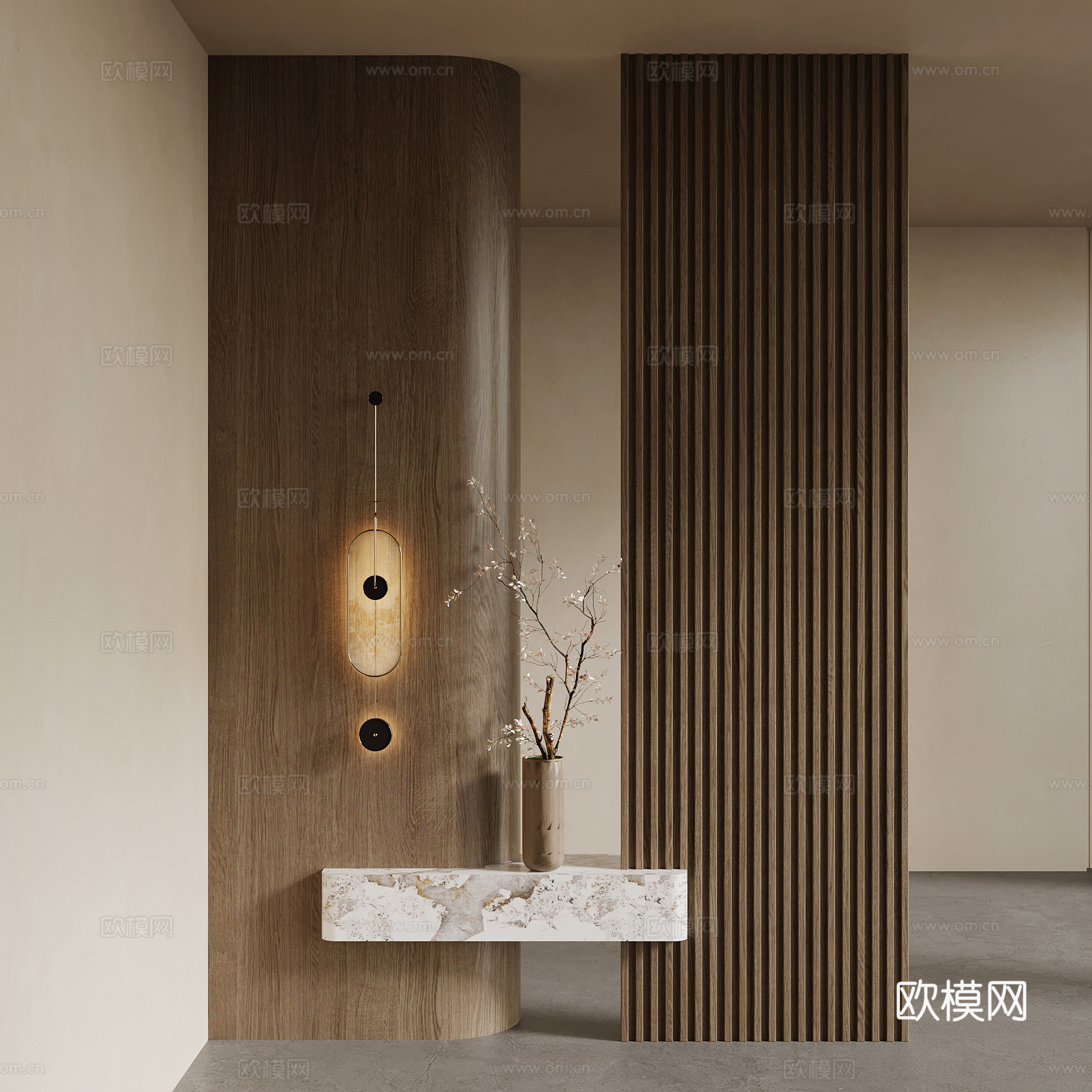 新中式玄关 装饰玄关su模型