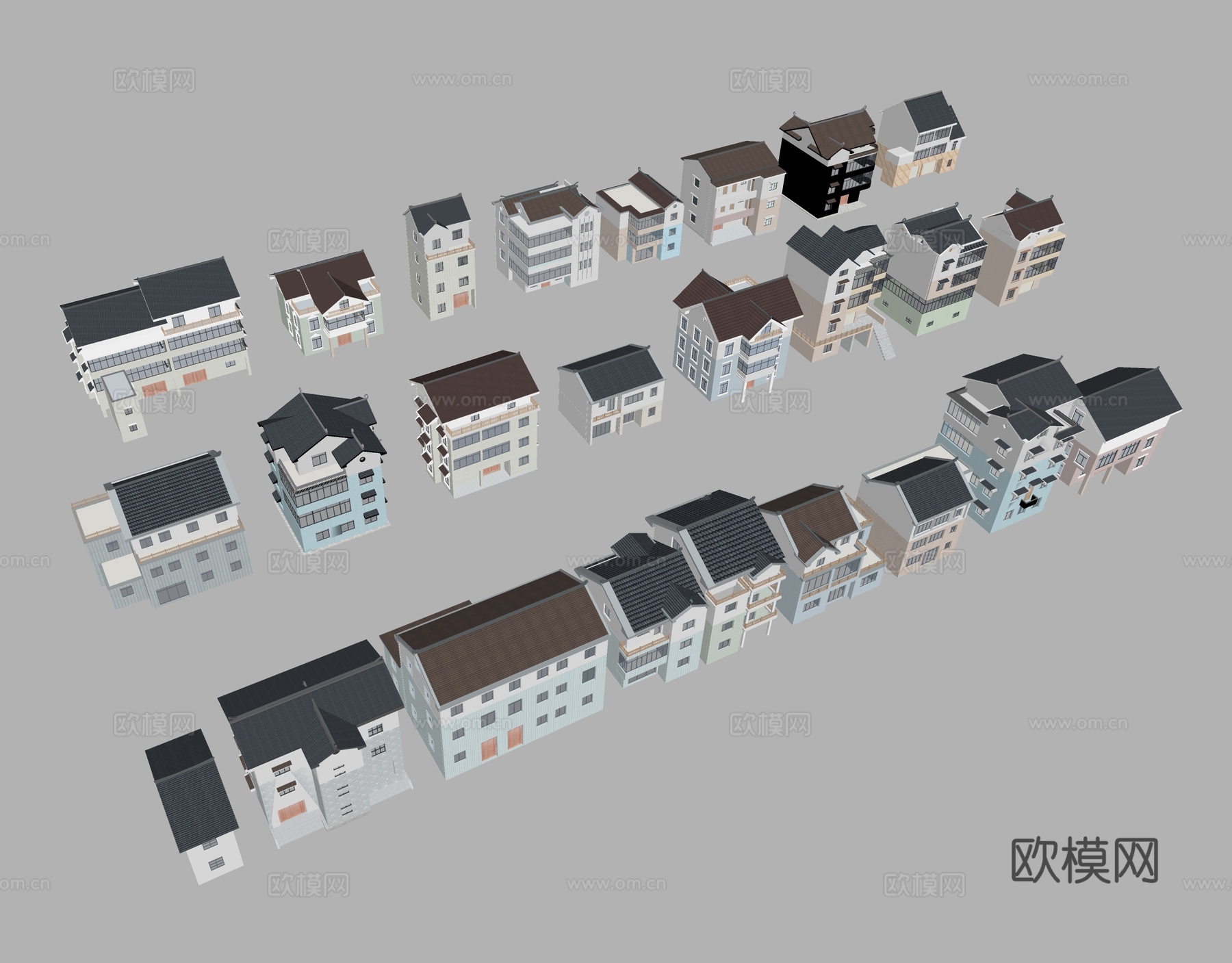 建筑住宅 自建房 农村住宅 自建别墅  农村自建房su模型