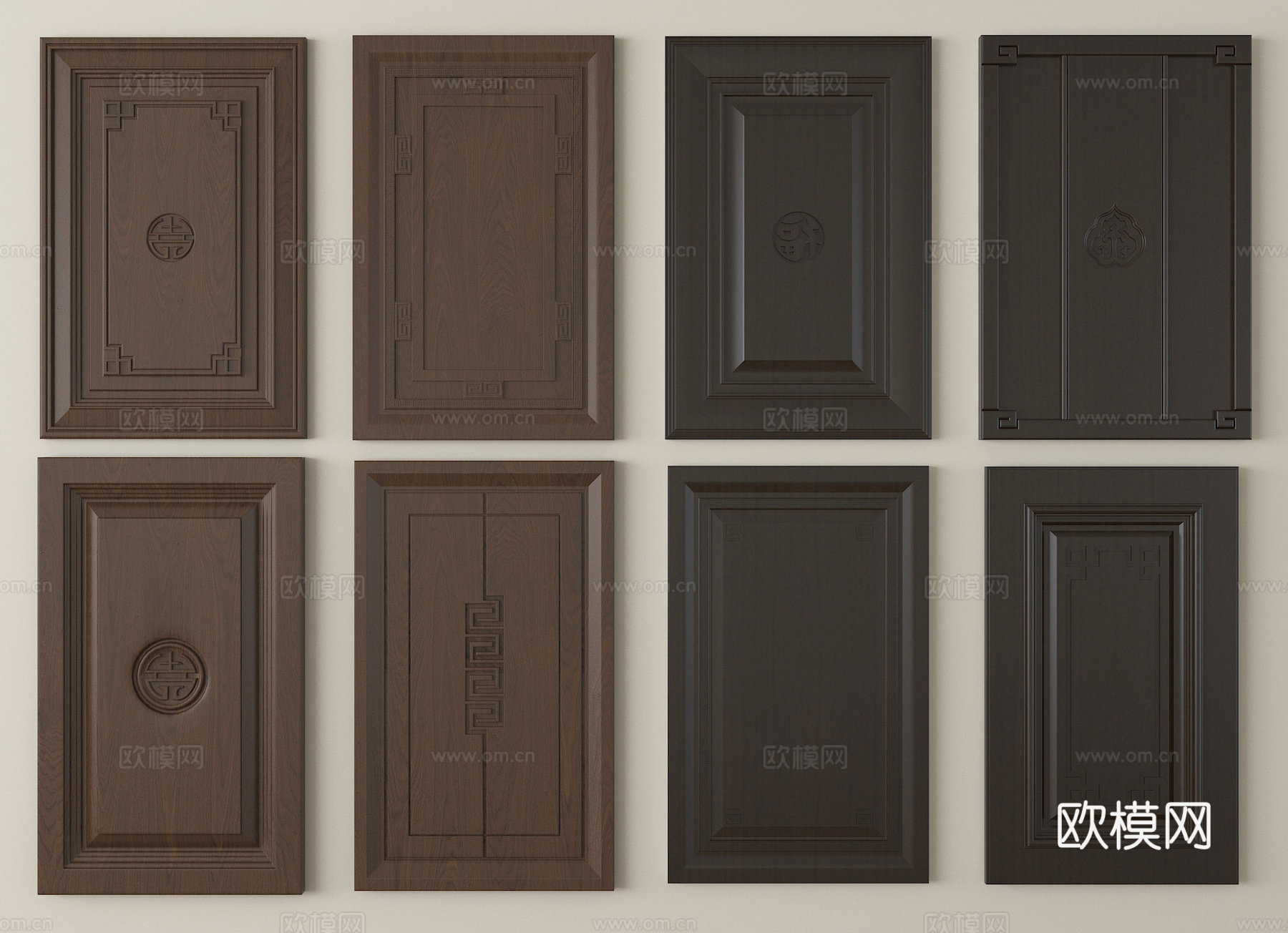 新中式柜门板  门板  衣柜门3d模型下载