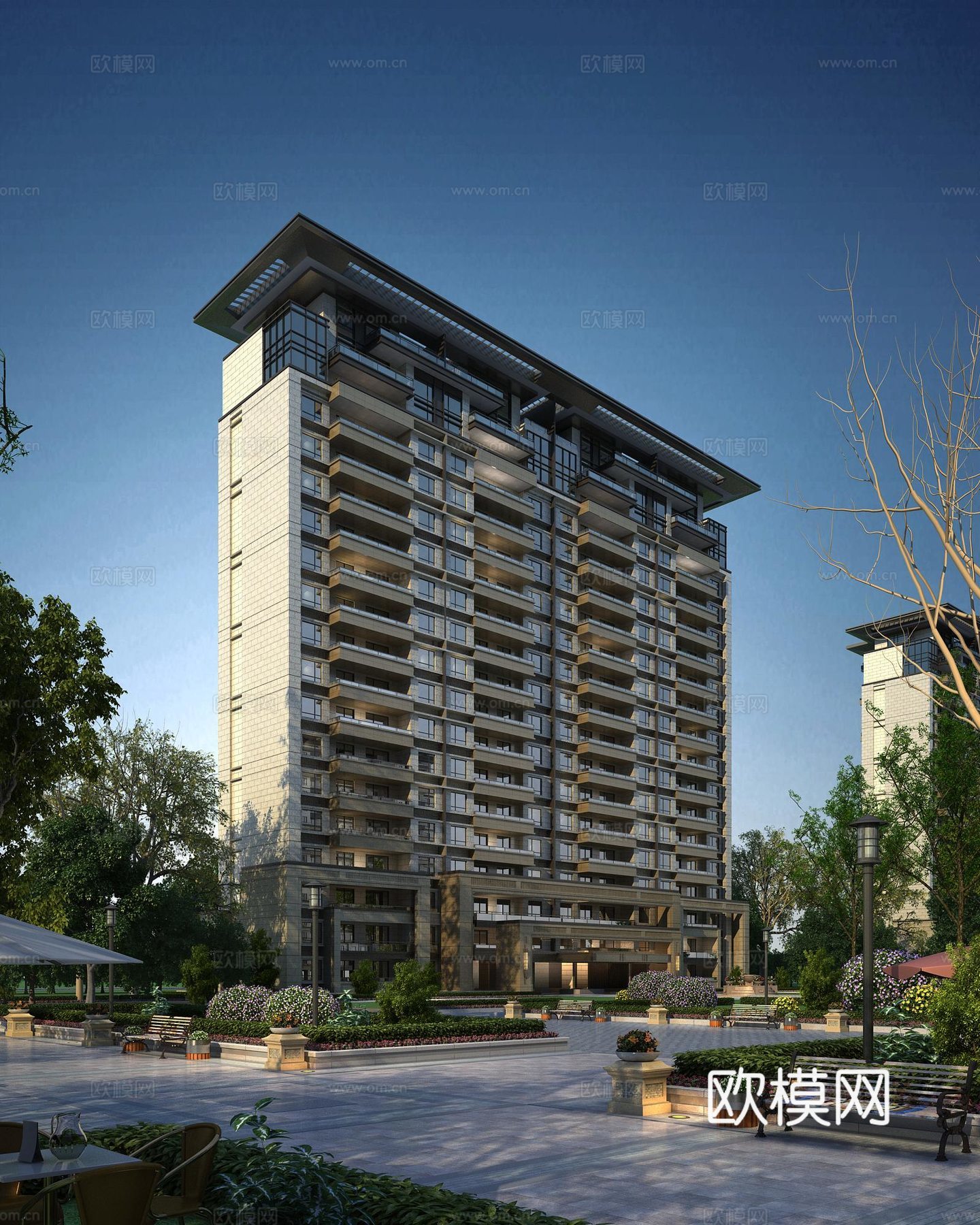 新古典高层住宅3d模型下载