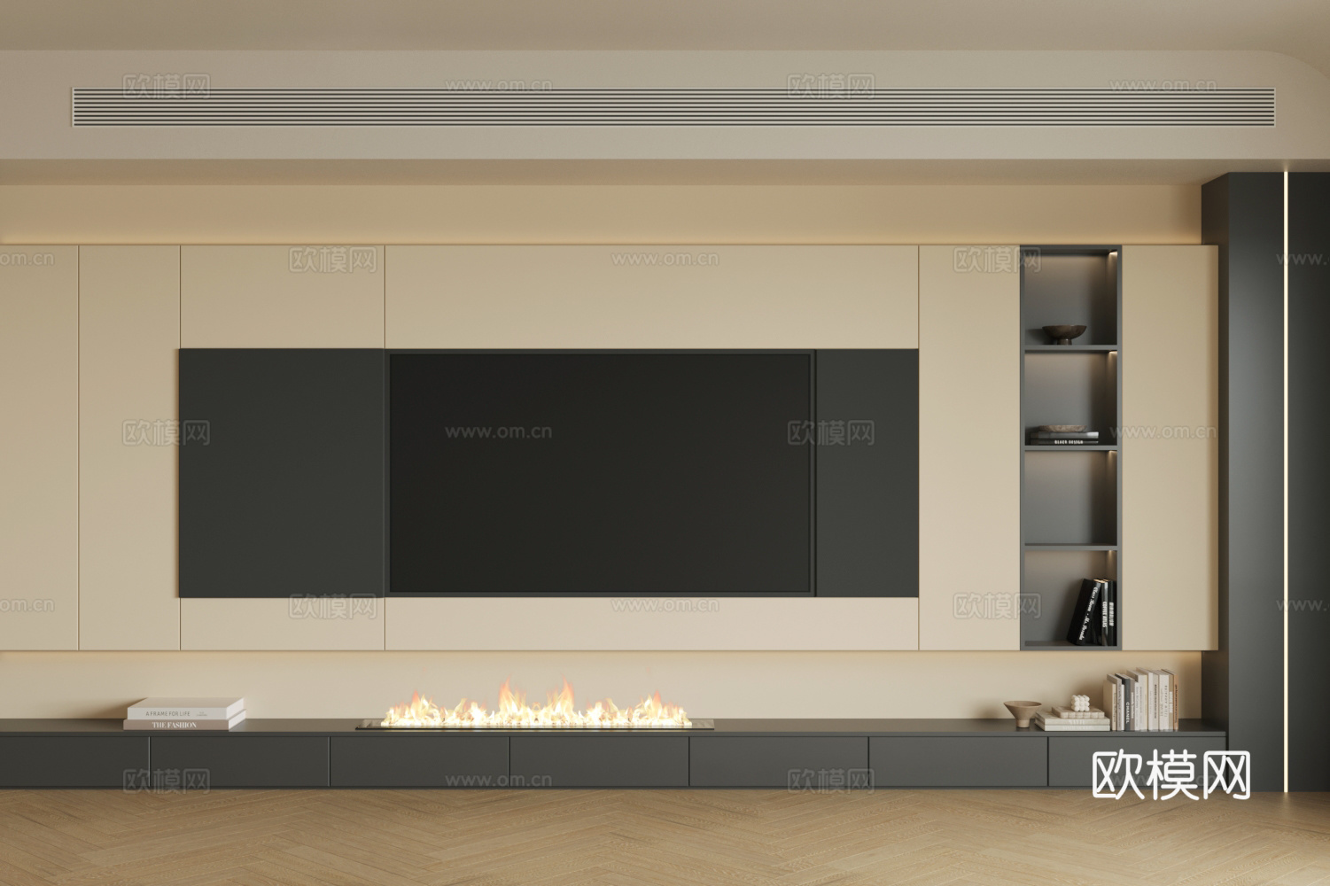 现代意式电视背景墙 轻奢意式客厅 客厅背景墙 大理石背景墙su模型