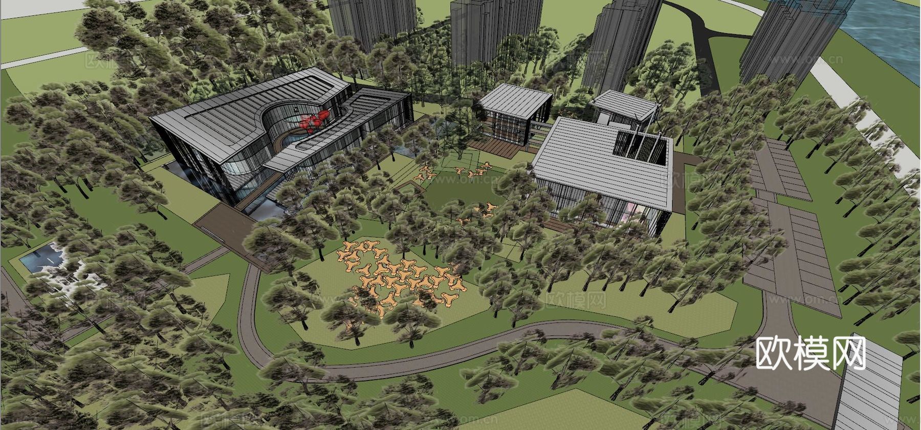 新力示范区+幼儿园su模型