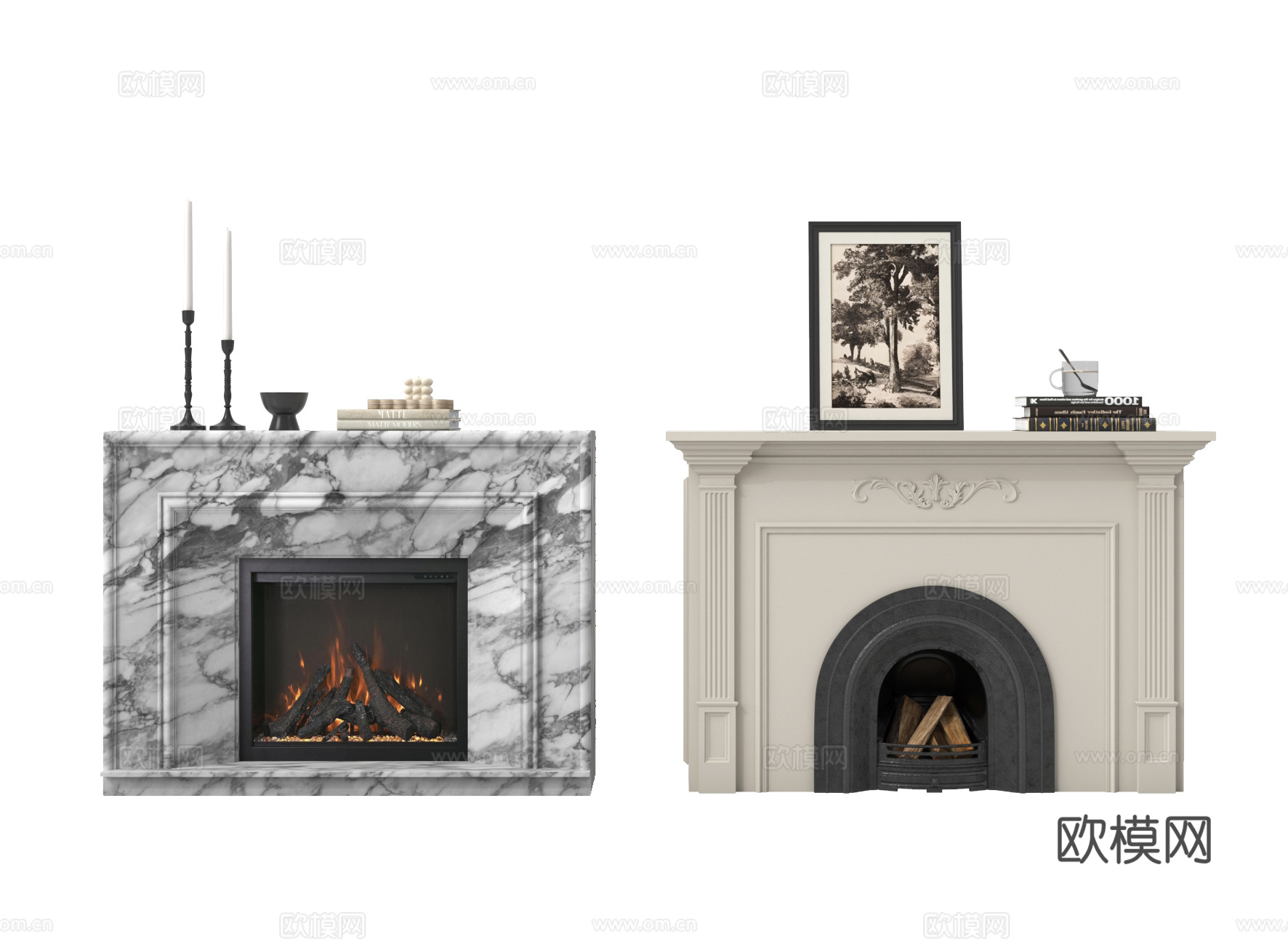 法式壁炉  电子壁炉 火焰 饰品摆件3d模型下载
