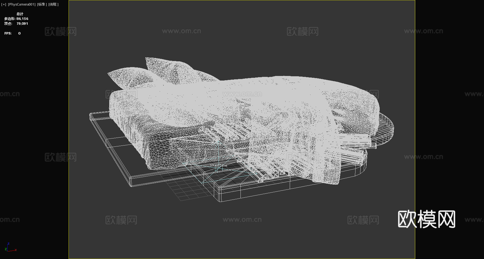 圆床 单人床 现代床 低矮床 软包床3d模型下载（渲染图6）