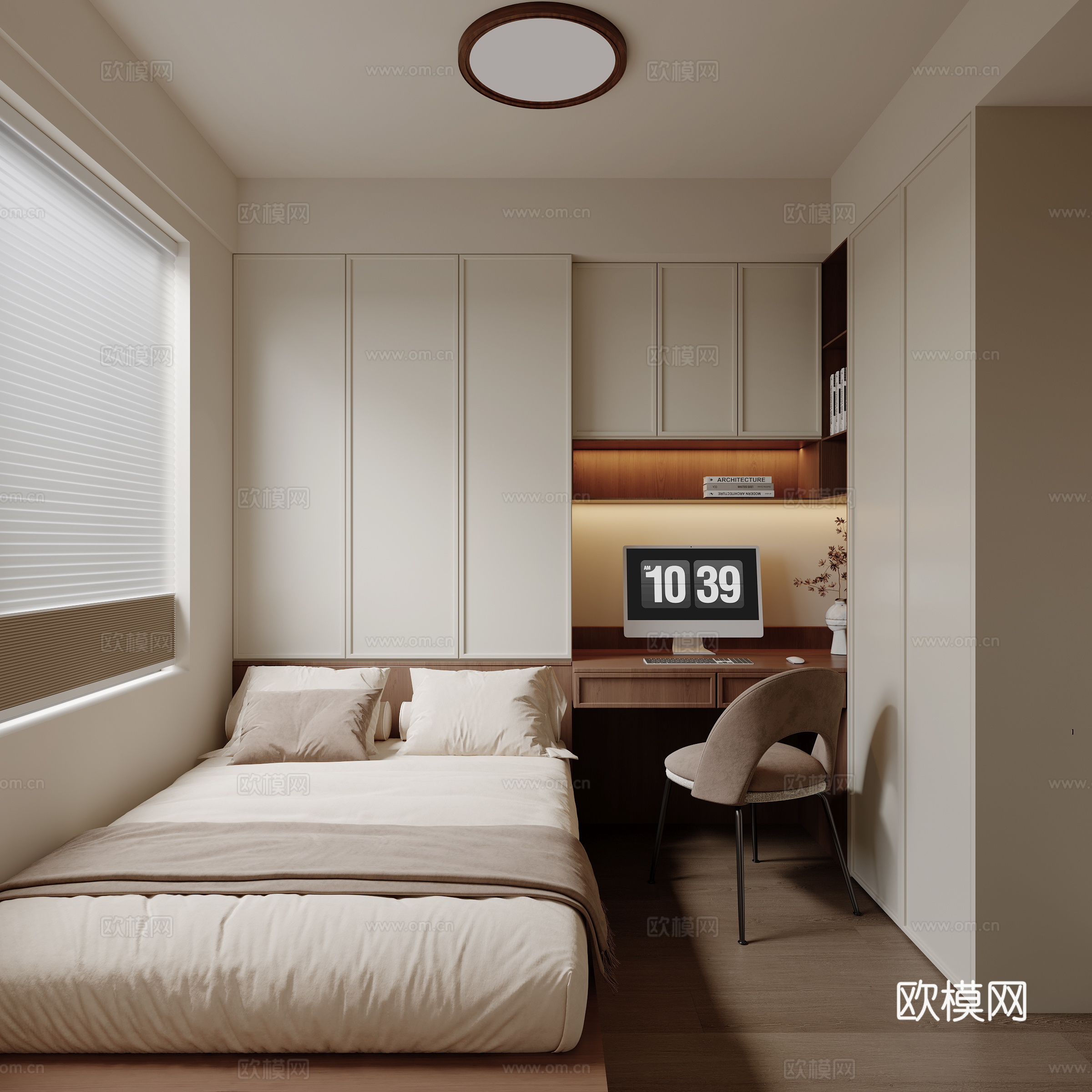 中古风榻榻米书房卧室su模型