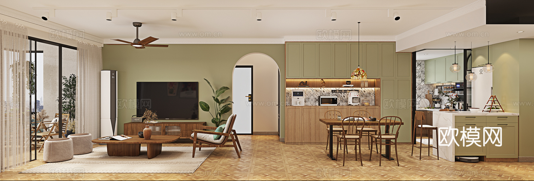 侘寂风客餐厅3D模型3d模型下载（渲染图1）