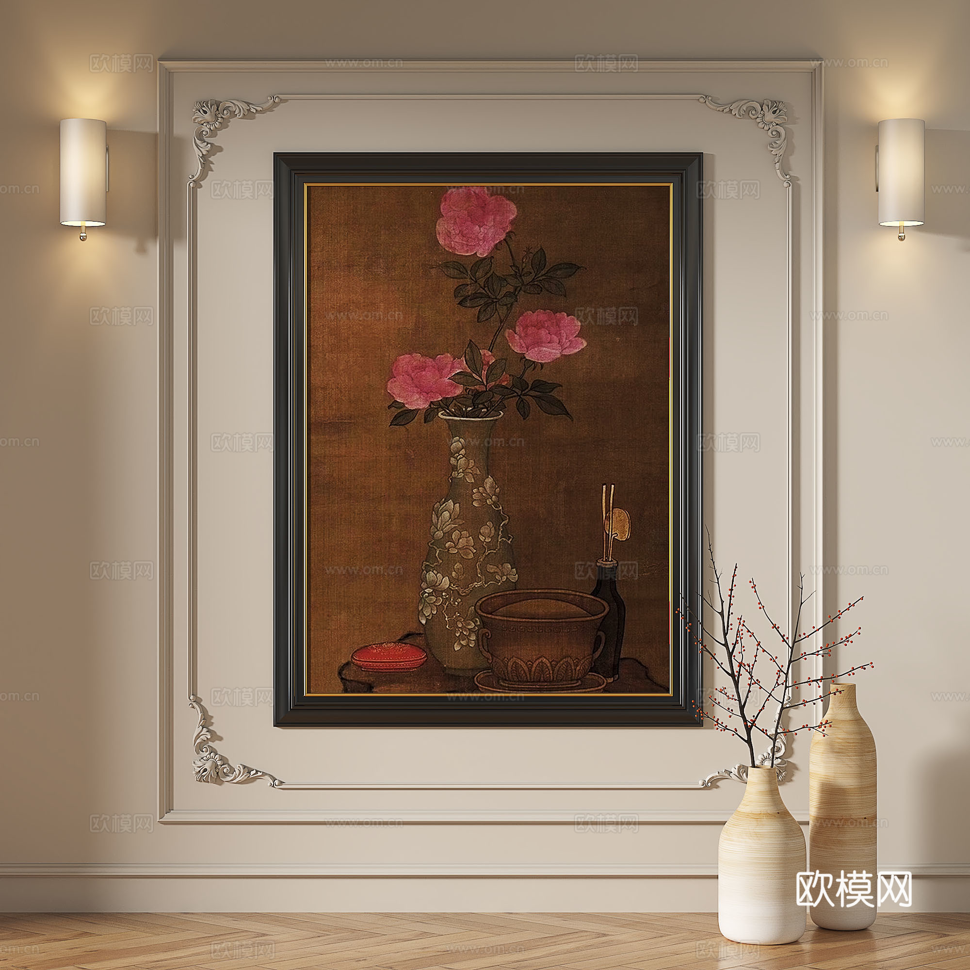 现代，法式，复古，简约，轻奢，抽象，装饰画3d模型