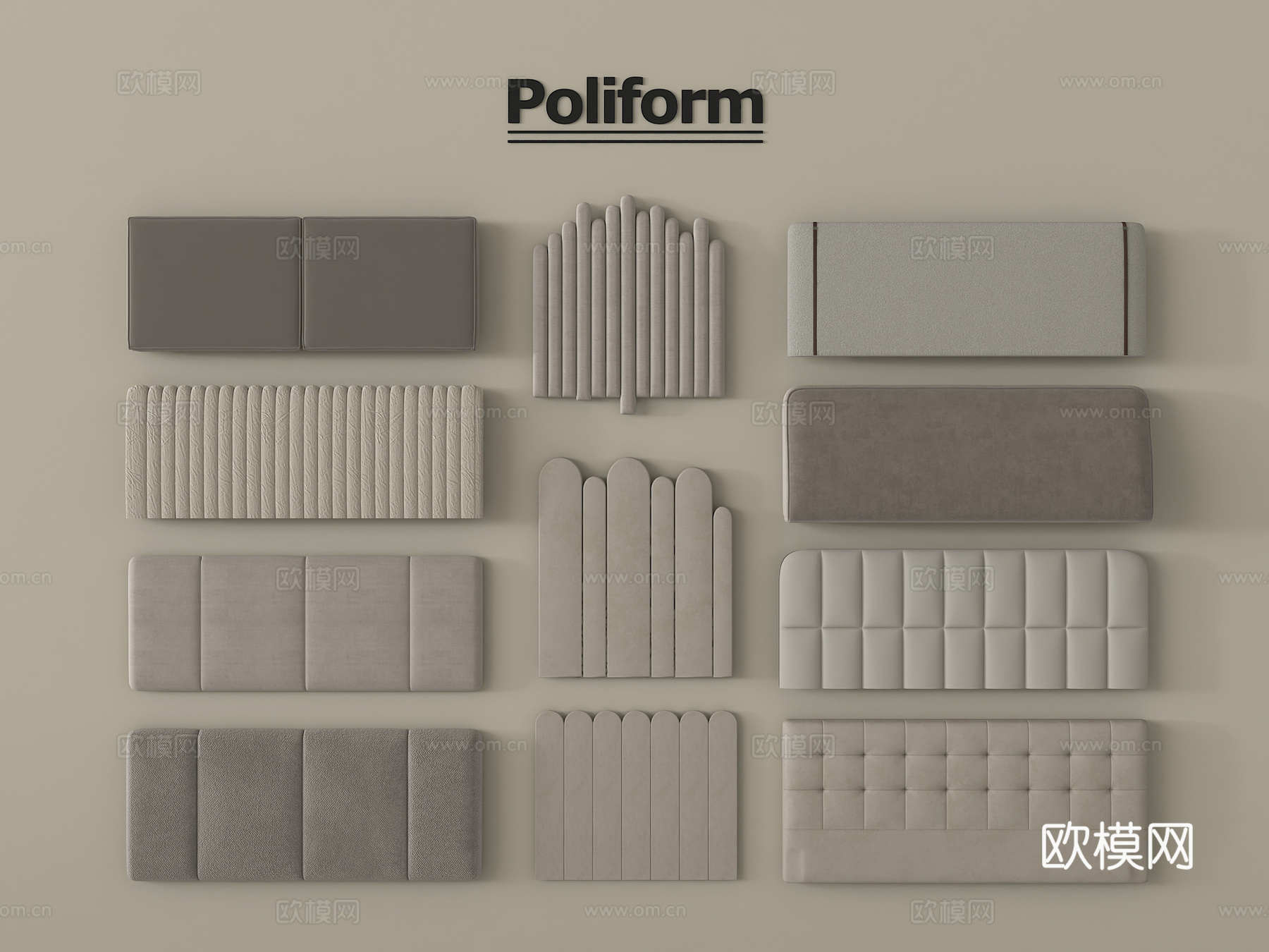 现代床品 床具 床靠背 床头3d模型下载