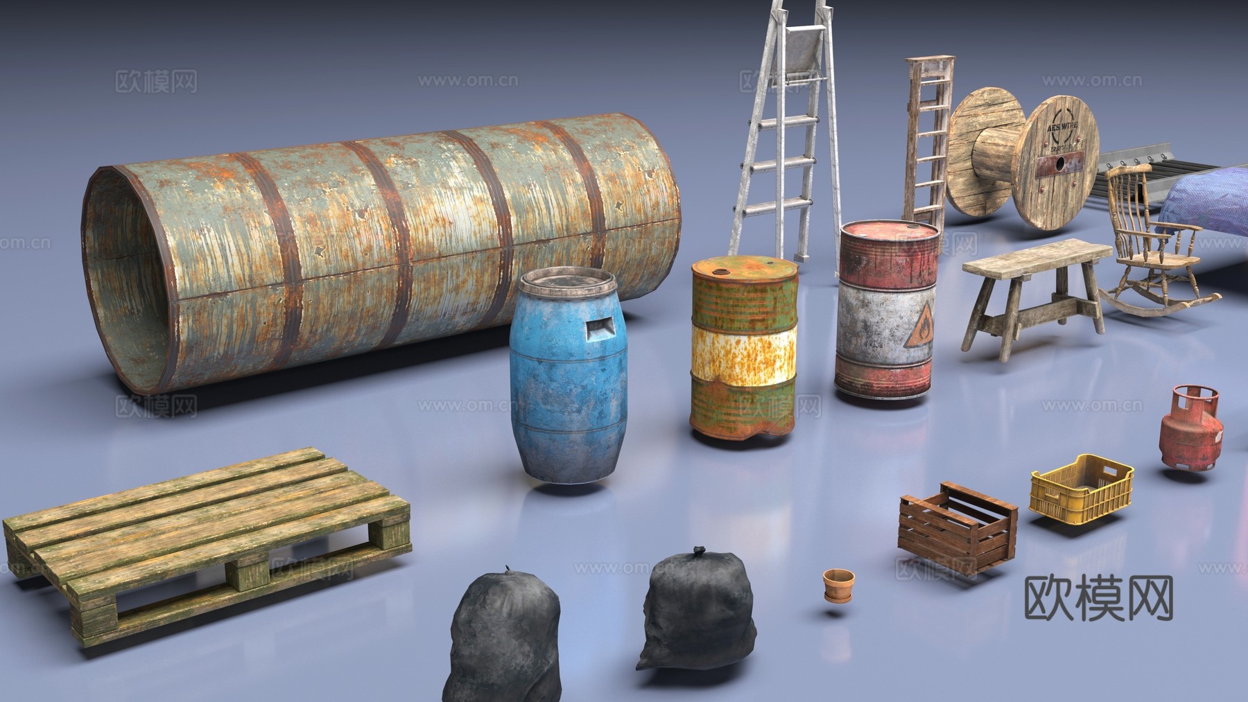 生锈的工业物品3d模型下载（渲染图1）