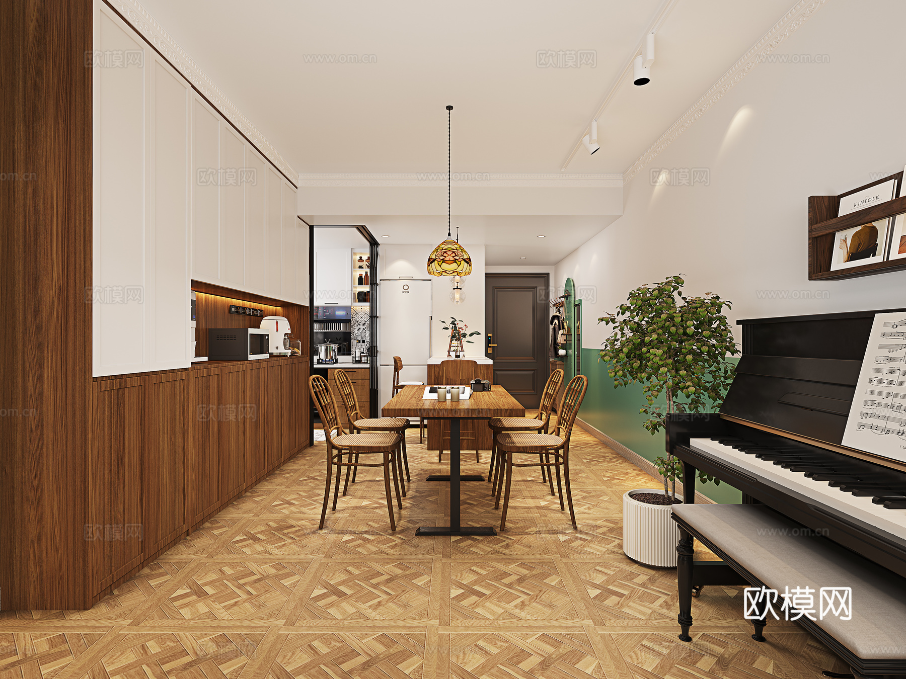 侘寂客餐厅3D模3d模型下载（渲染图1）