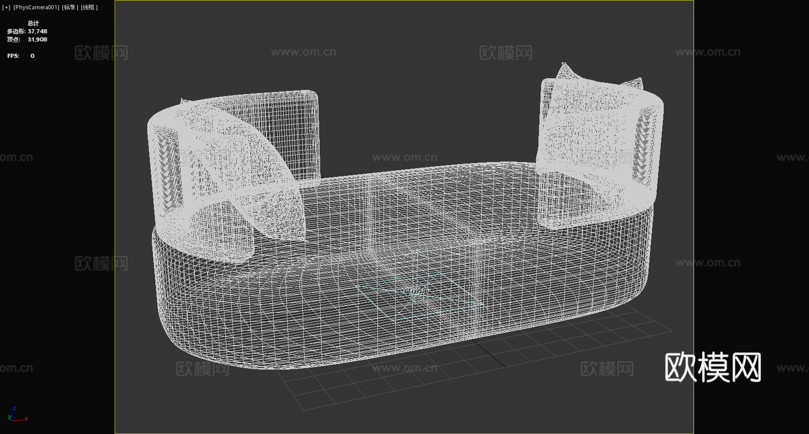 椭圆床 现代床 软包床 无腿床 沙发床3d模型下载（渲染图6）