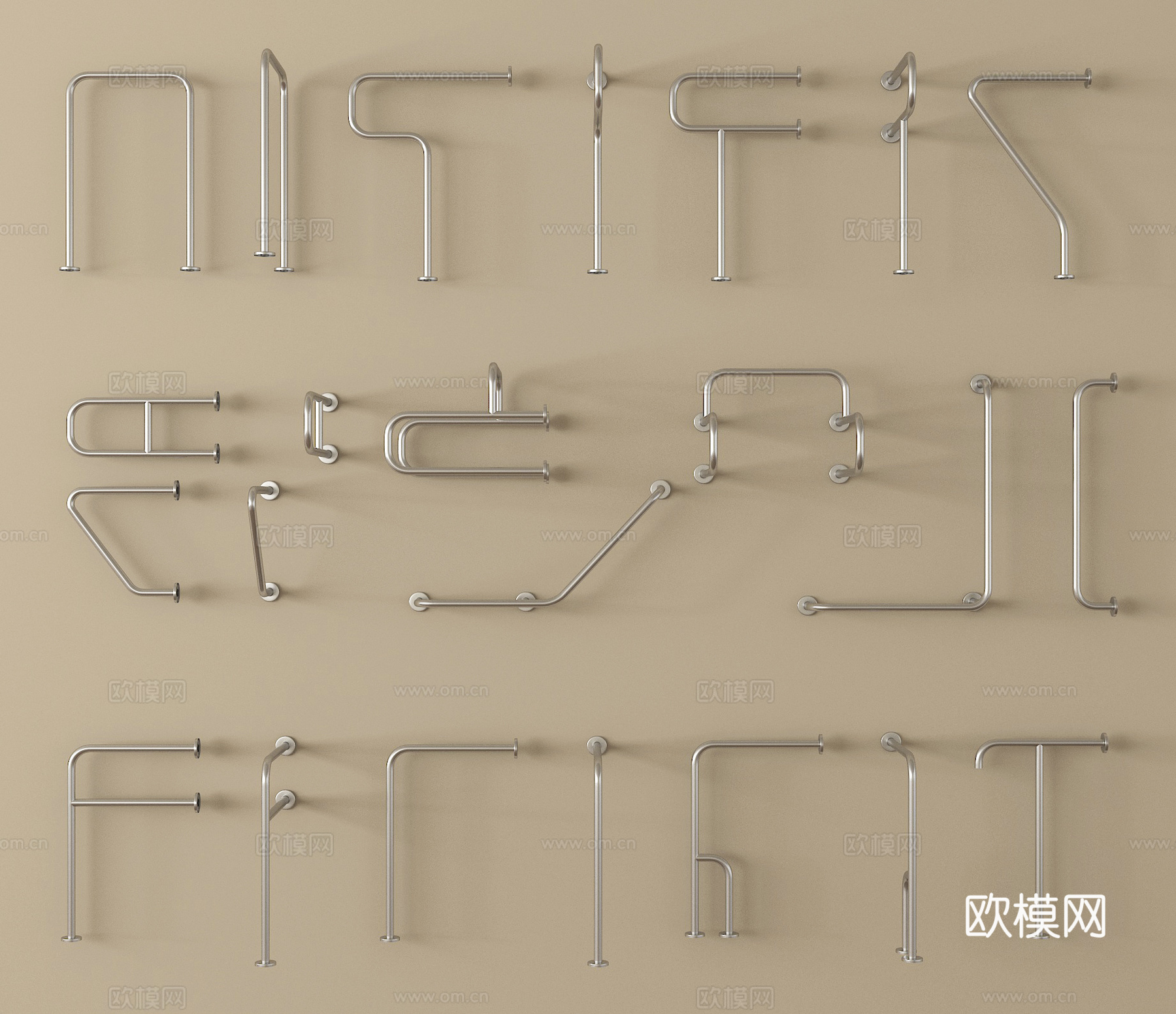 现代简约扶手 拉手 无障碍设施 扶手 安全扶手3d模型下载