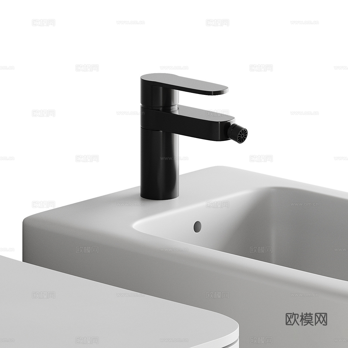 现代奶油风马桶 坐浴盆3d模型