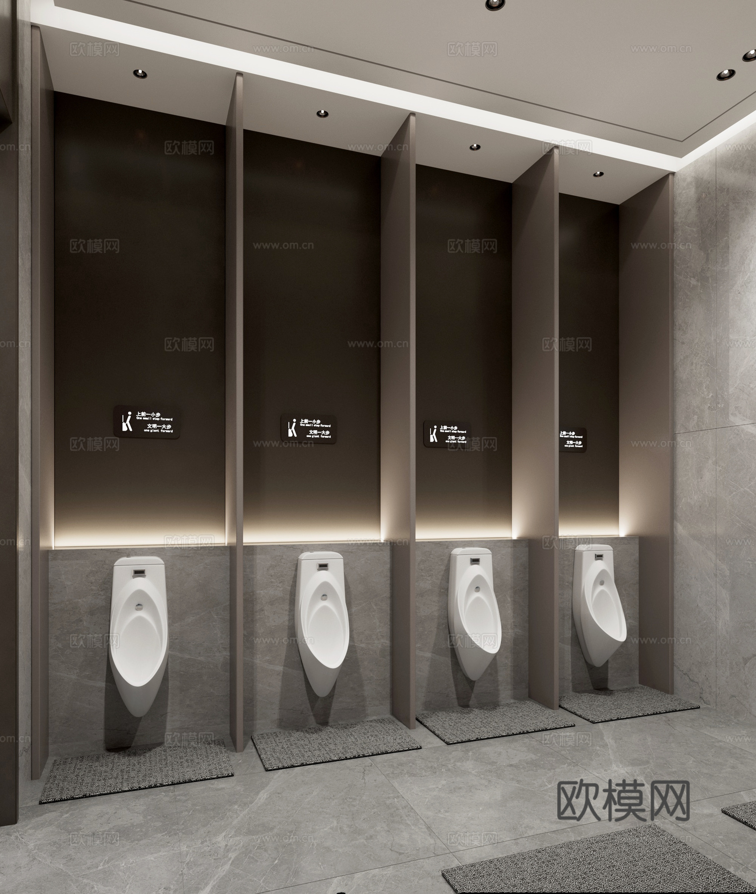 现代公共卫生间 洗手盆 小便斗3d模型下载（渲染图2）