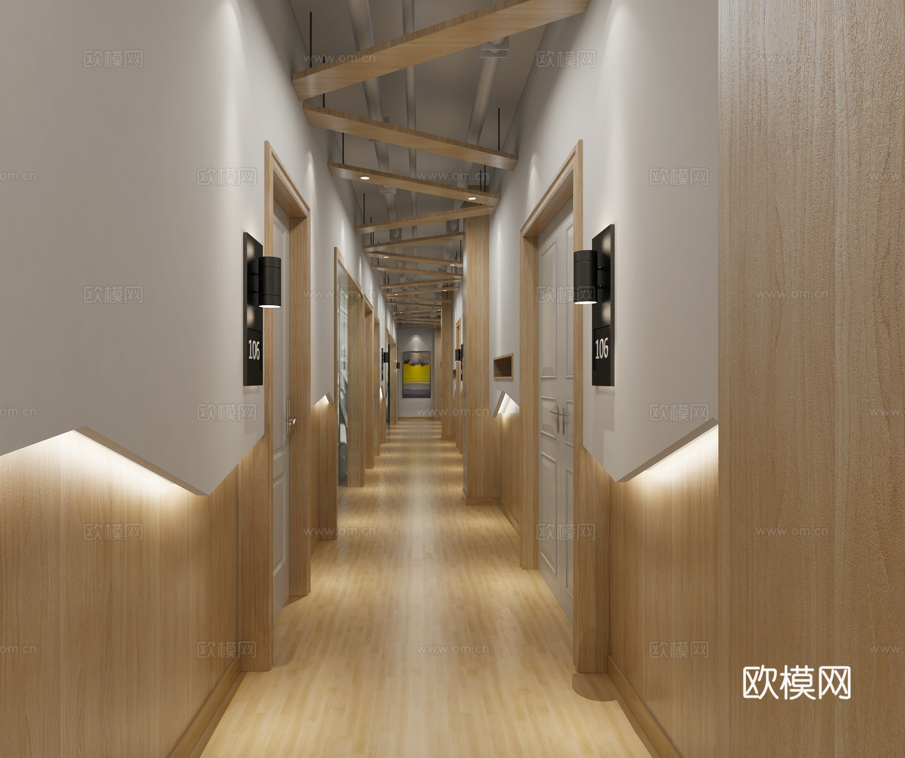 现代钢琴 演播厅 吊灯 过道3d模型下载（渲染图3）