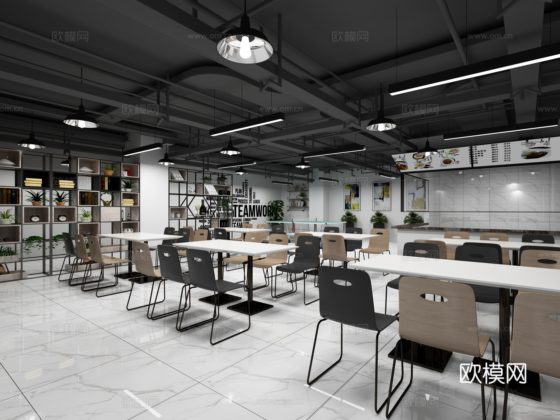 工业风食堂 员工食堂3d模型下载