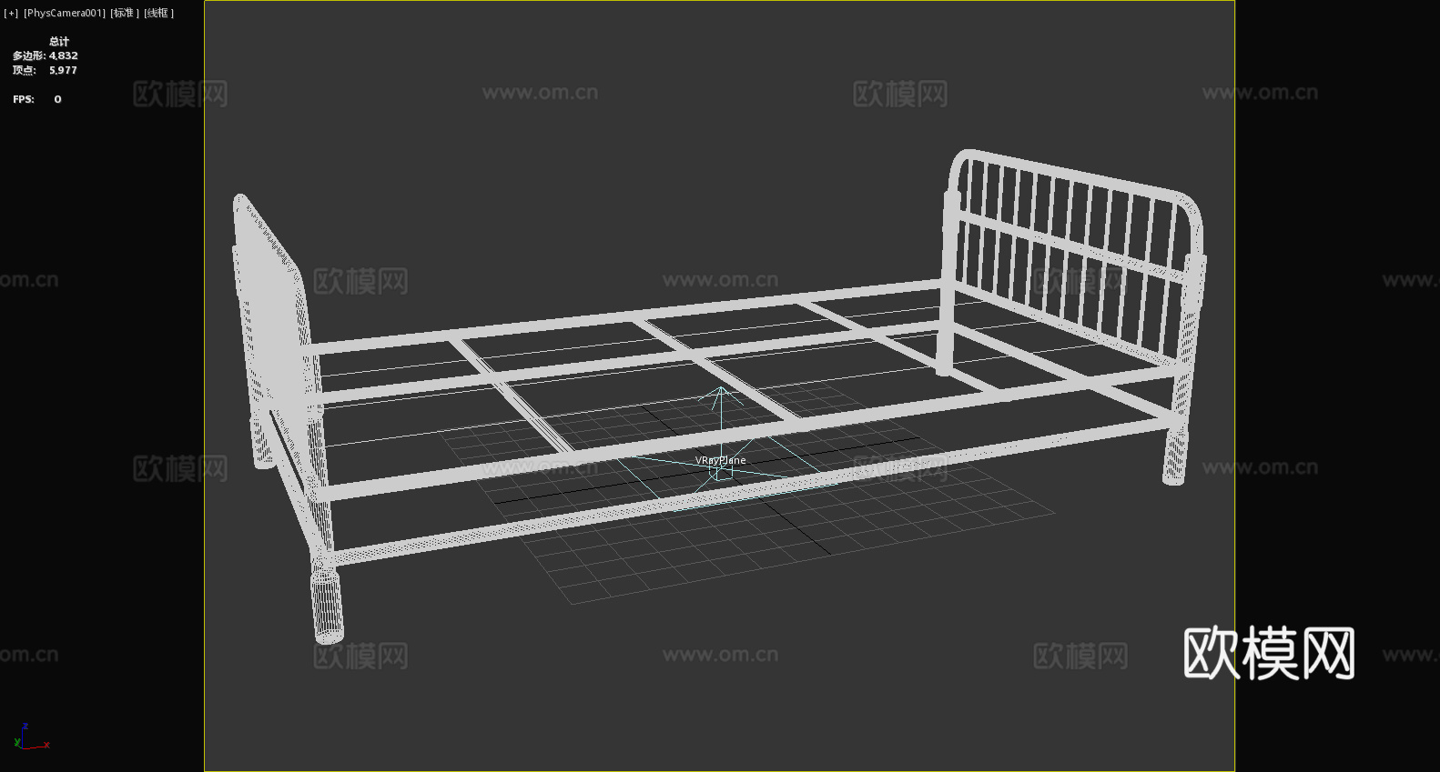铁床 单人床 金属床架 简约床 工业风床3d模型下载（渲染图6）