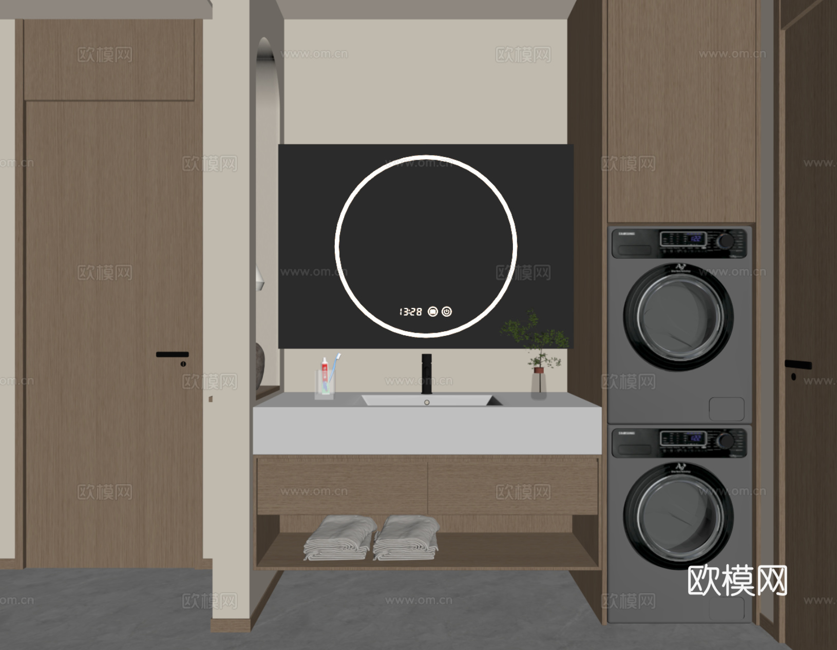 现代简约浴室柜su模型